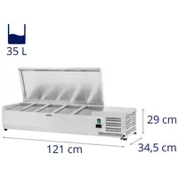 Countertop Refrigerated Display Case - 120 x 33 cm - 5 GN 1/4 Containers