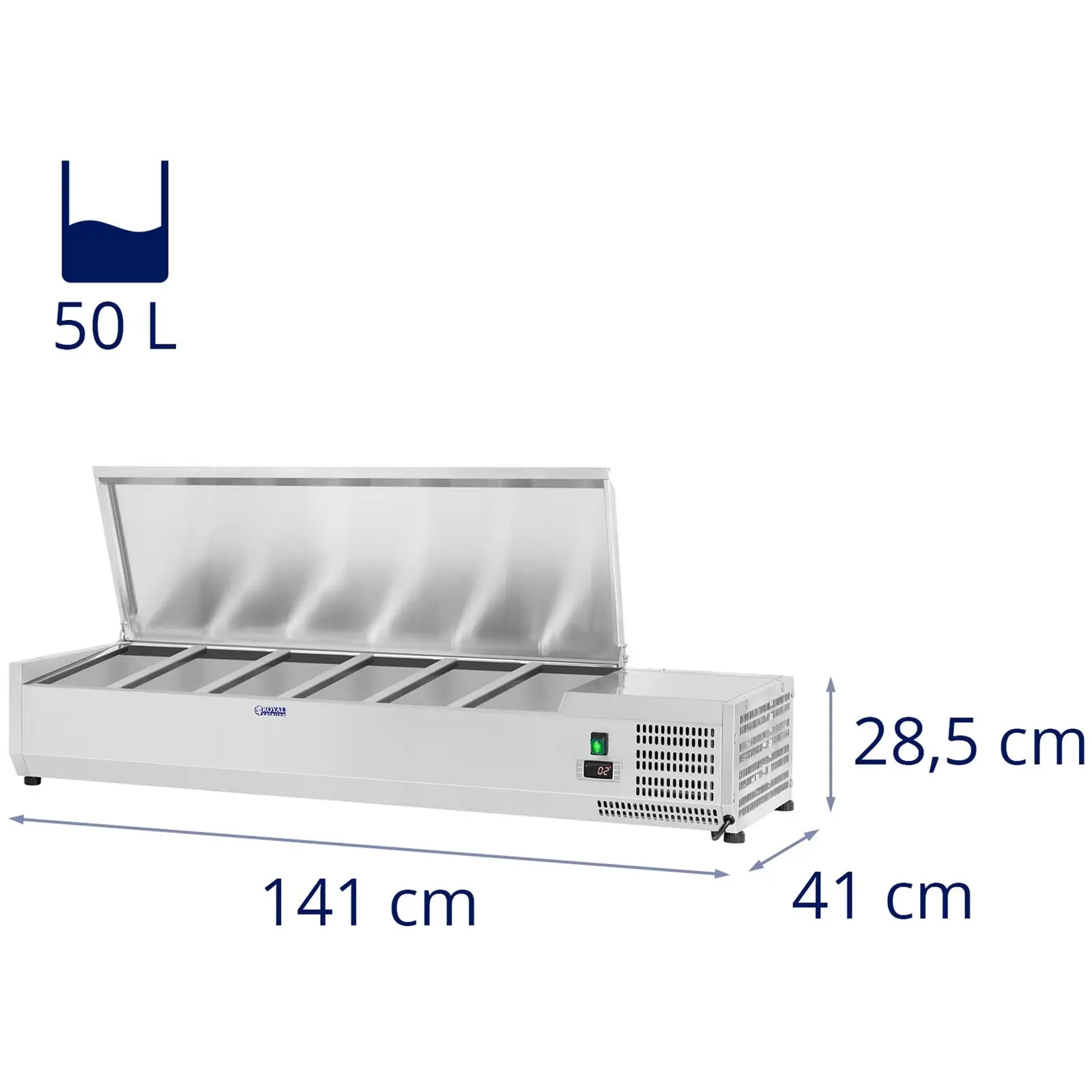 Настолна хладилна витрина - 140 x 39 см - 5 GN 1/3 контейнера