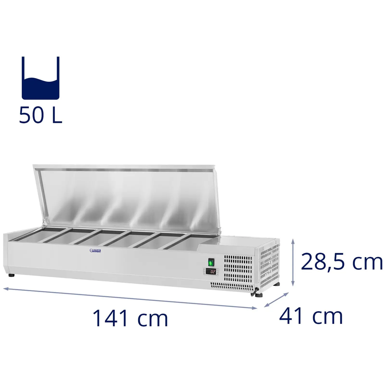 Vetrina refrigerata - 140 x 39 cm - 6 contenitori GN 1/3