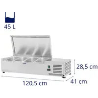 Kühlaufsatzvitrine - 120 x 39 cm - 4 GN 1/3 Behälter