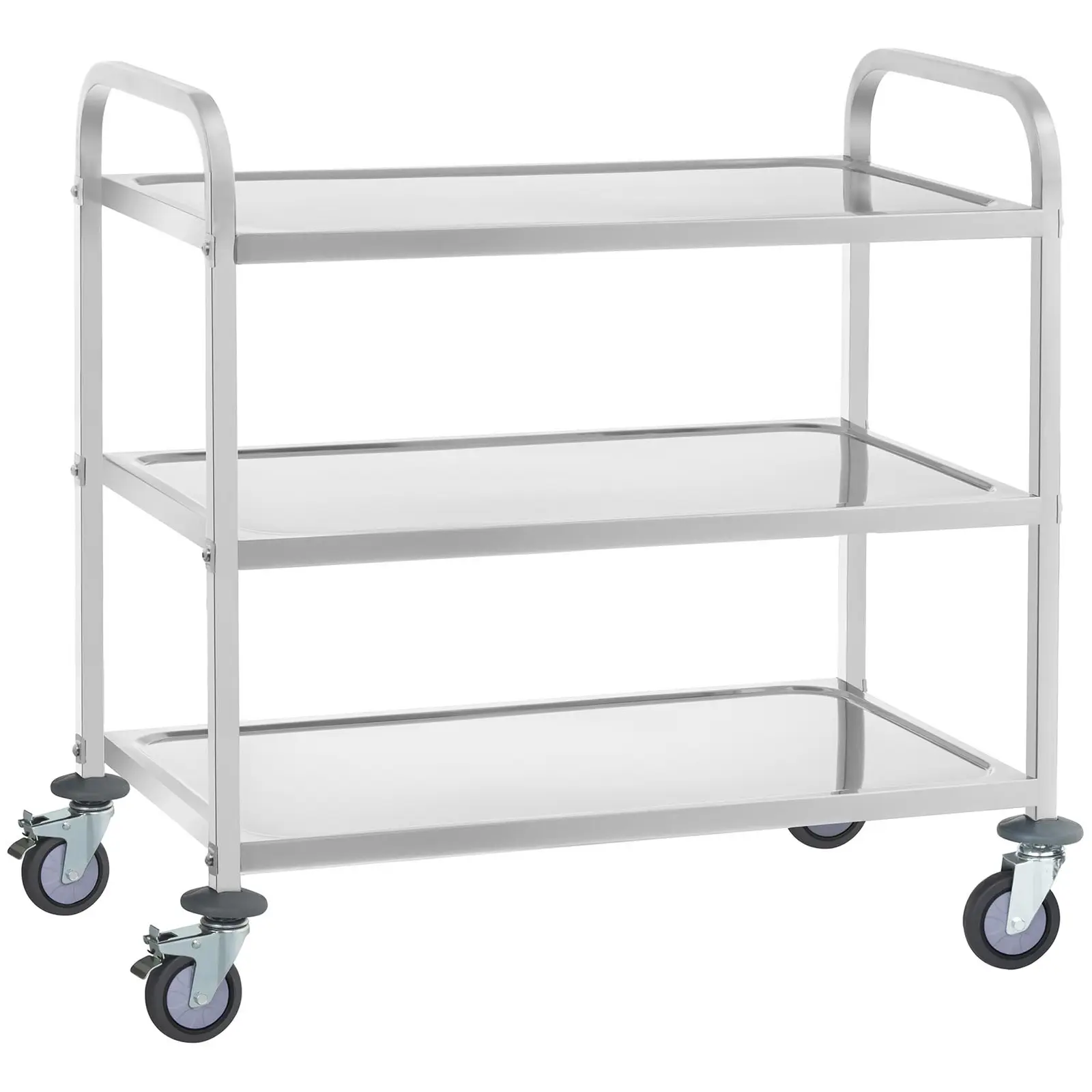 Tarjoiluvaunu - ruostumaton teräs - 3 tasoa - tasot: 84 x 43,5 cm - 500 kg - Royal Catering