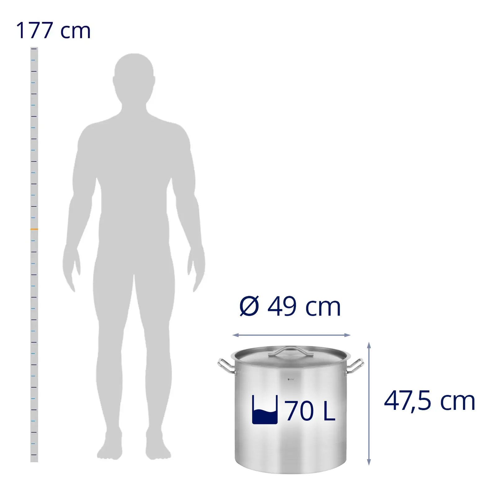 Indukční hrnec - 70 l - Ø 45 cm - Royal Catering (Vnitřní průměr: 450 mm)