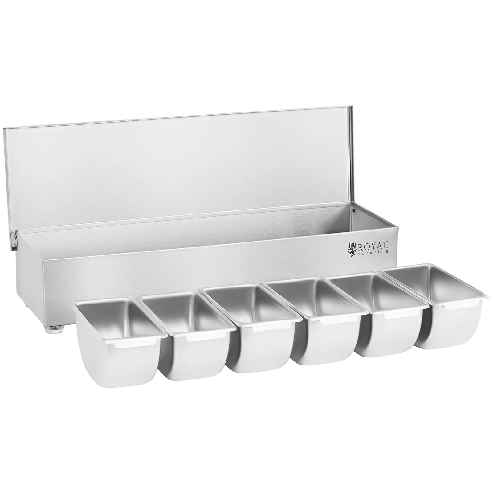 Présentoir à récipients - inox - 6 x 450 ml