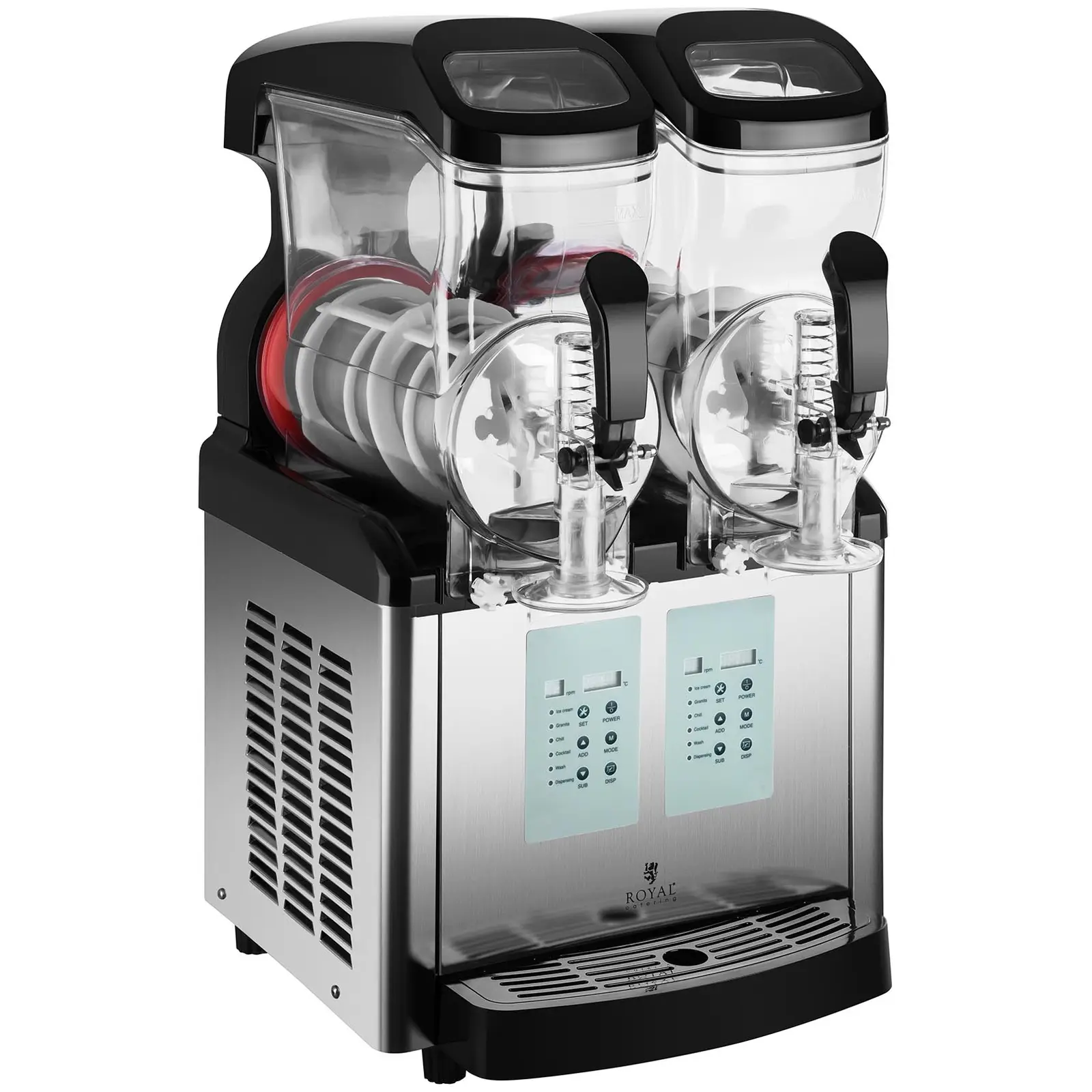 Machine à granitas - 2 x 6 litres - Température min. de -20 °C - Fonction crème glacée (Éclairage LED: Oui)