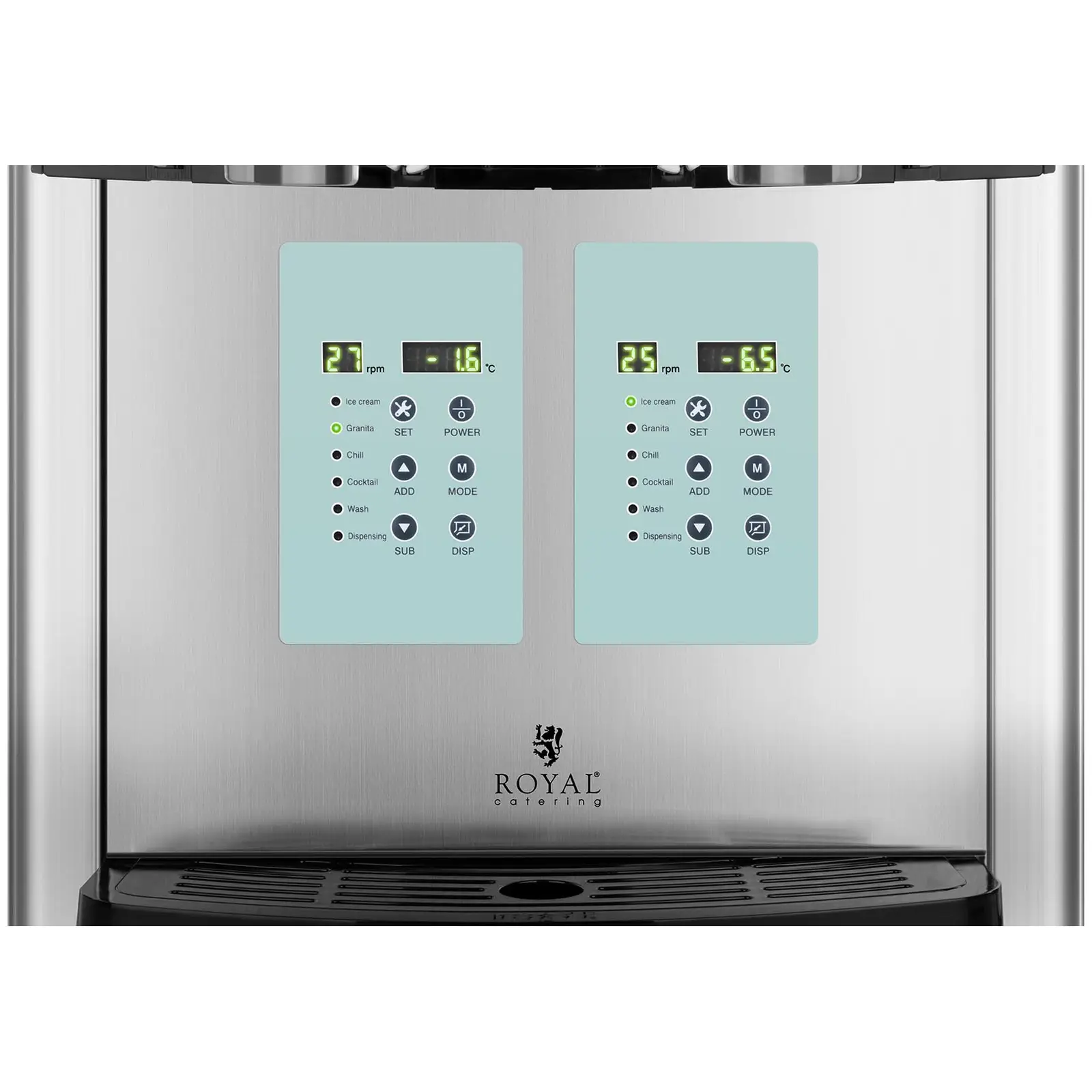 Machine à granitas - 2 x 6 litres - Température min. de -20 °C - Fonction crème glacée (Mode nuit: Non)