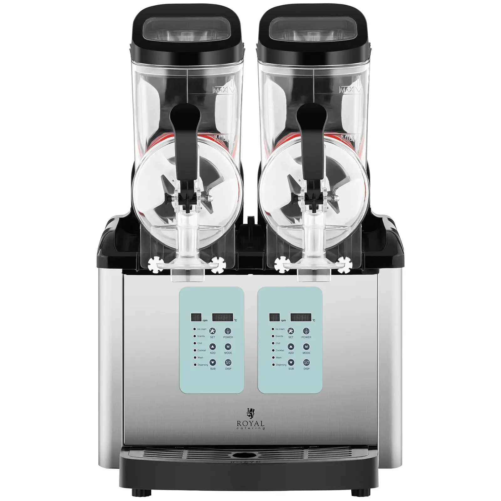 Machine à granitas - 2 x 6 litres - Température min. de -20 °C - Fonction crème glacée (Évaporateur: Oui)