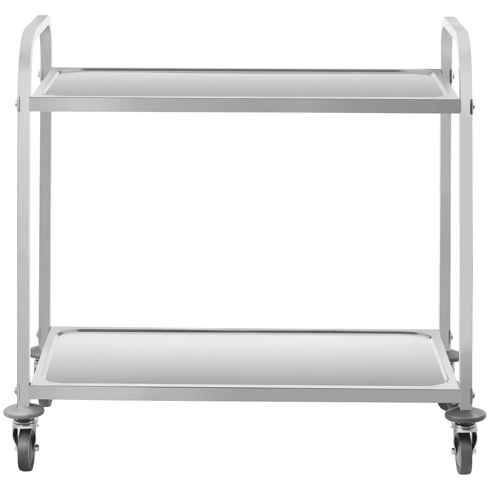 Serveringsvogn i rustfrit stål - 2 bordplader - 160 kg - 2 stopklodser (Beskyttelseskapper: Ja)