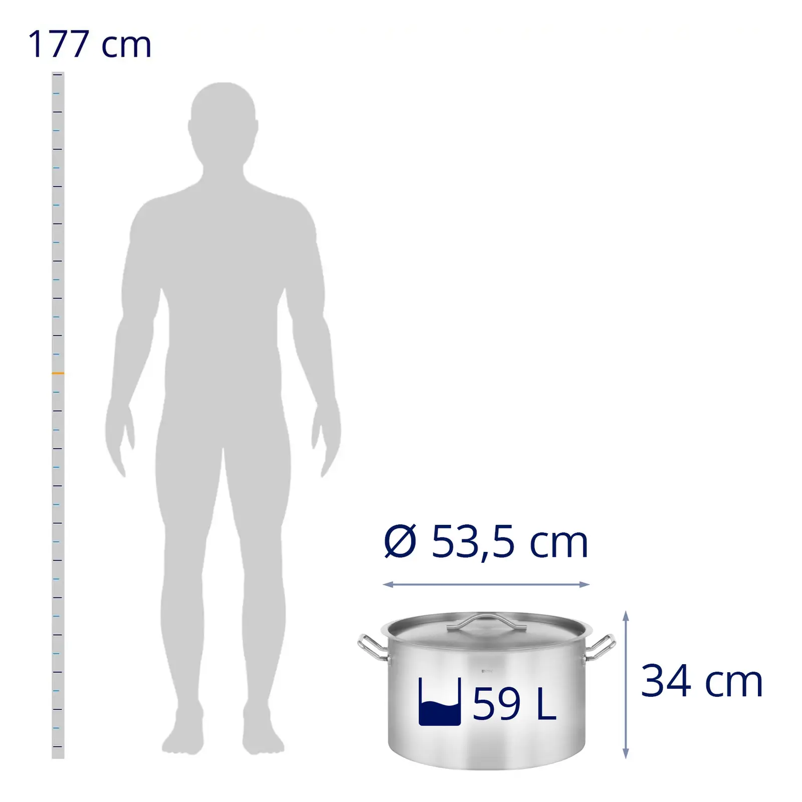 Garnek ze stali nierdzewnej - 59 l - Ø 50 cm - Royal Catering