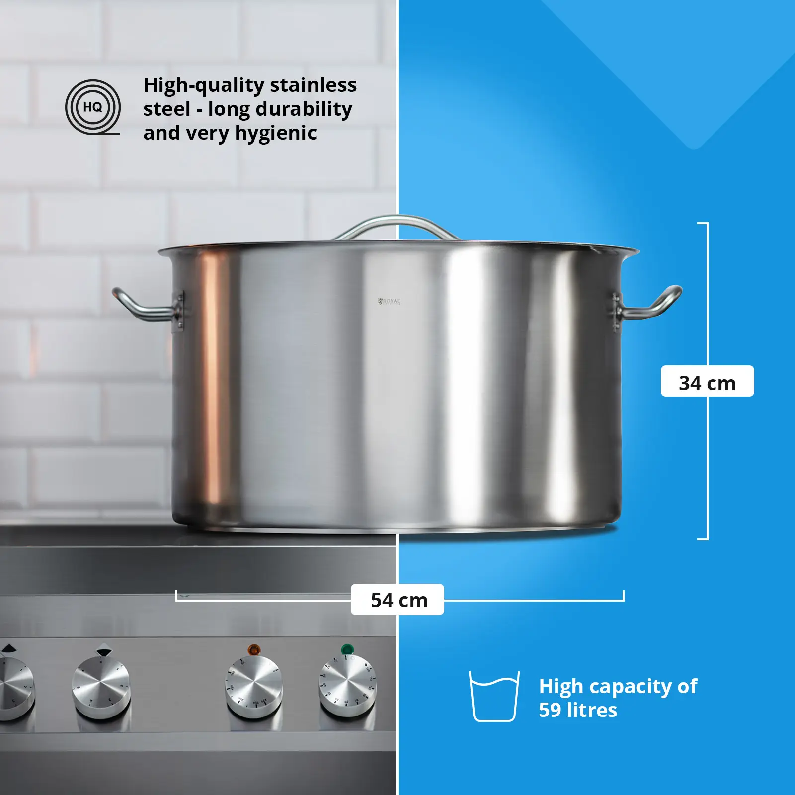 Indukční hrnec - 59 l - Ø 50 cm - Royal Catering (Vnitřní průměr: 500 mm)