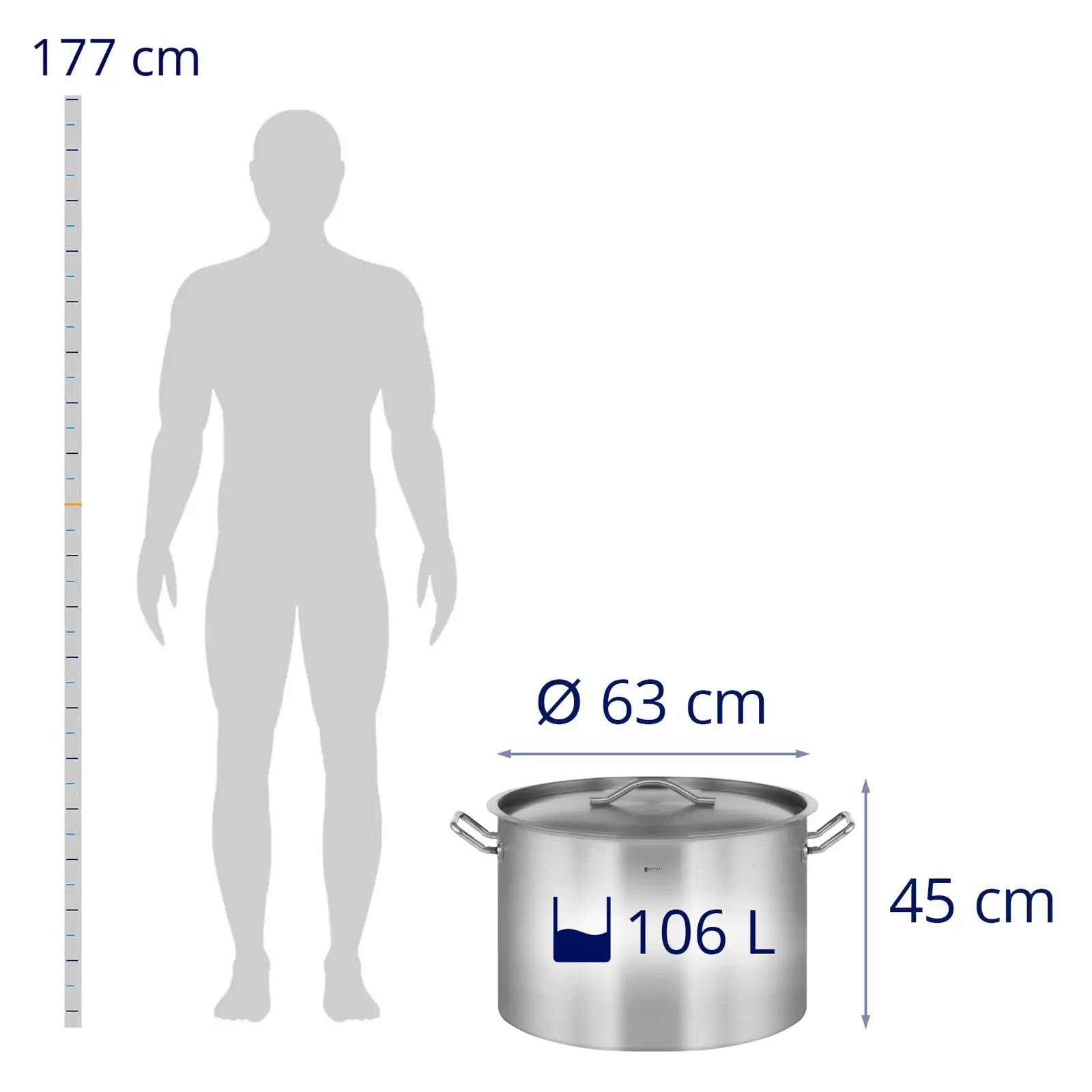 Garnek ze stali nierdzewnej - 106 l - Ø 60 cm - Royal Catering