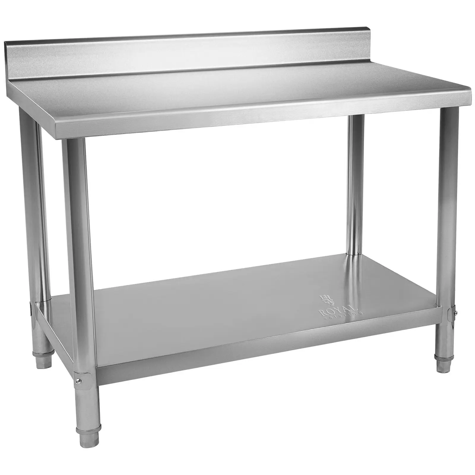 Occasion Table de travail en inox - 120 x 60 cm - Capacité de 110 kg - Avec dosseret