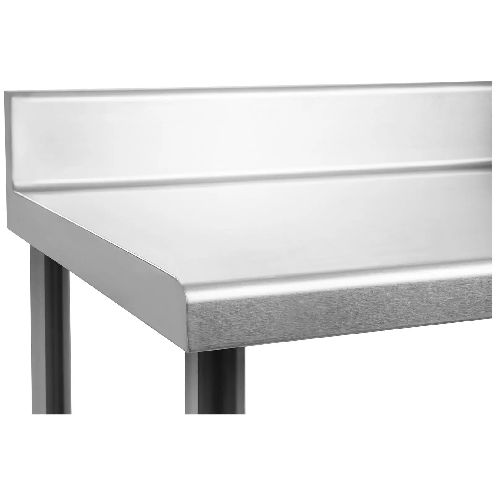 Pracovní stůl z ušlechtilé oceli - ECO - 100 x 60 cm - 90 kg - lemování - Royal Catering (Celková kapacita: 250 kg)