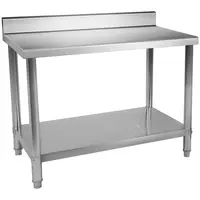 Occasion Table de travail en inox - 100 x 70 cm - Avec dosseret - Capacité de 95 kg