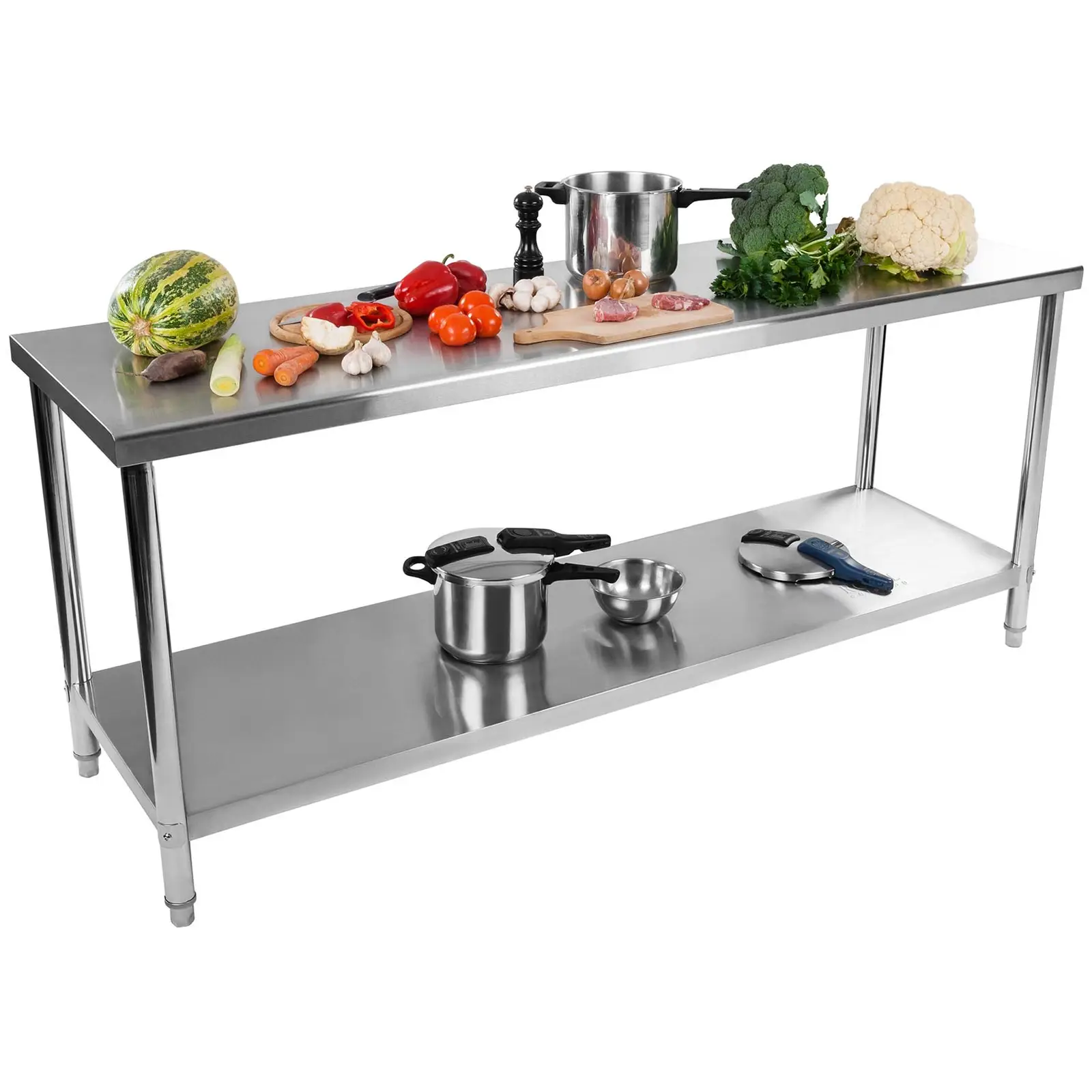 Pracovní stůl z ušlechtilé oceli - ECO - 200 x 60 cm - 160 kg - Royal Catering