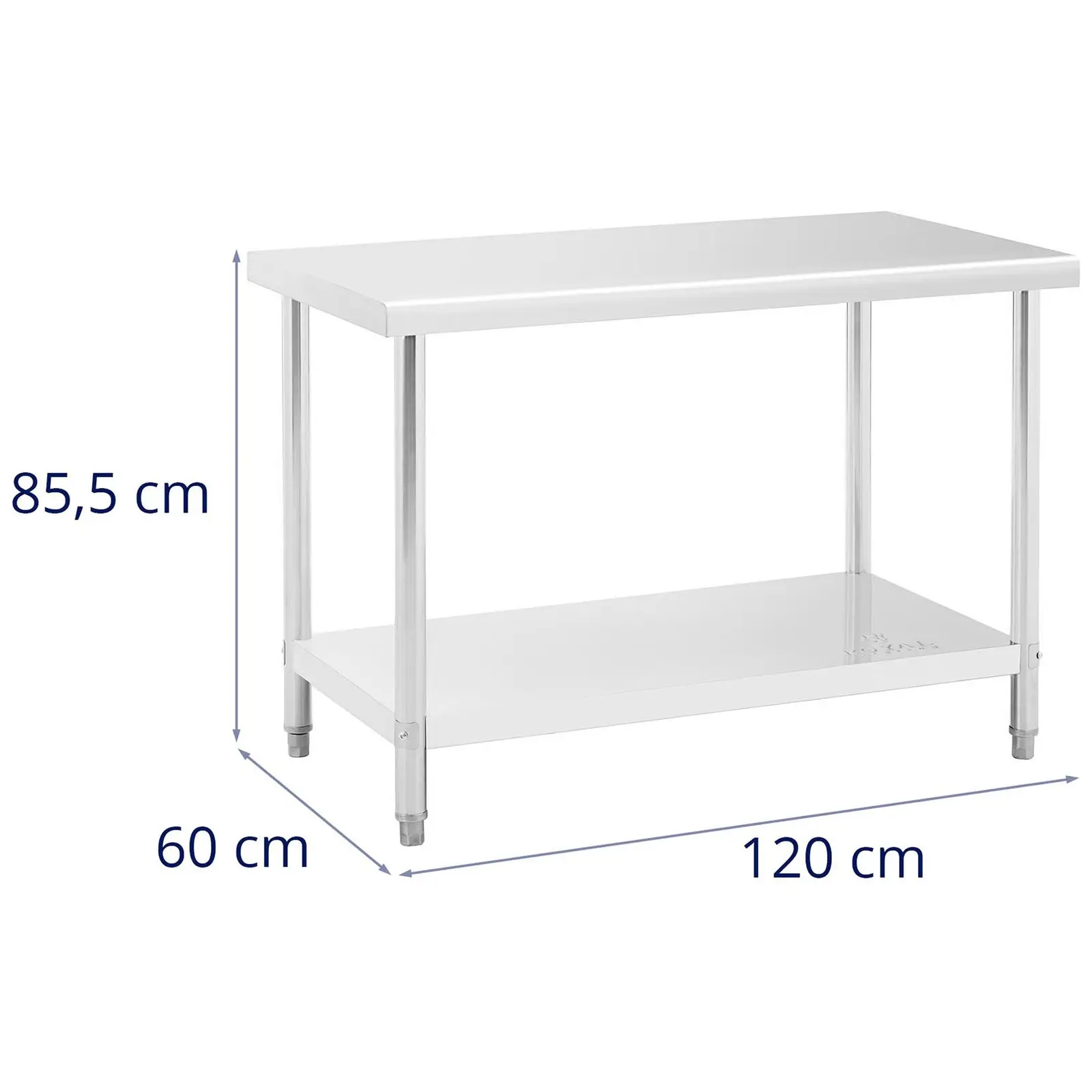 Pracovní stůl z ušlechtilé oceli - ECO - 120 x 60 cm - 110 kg - Royal Catering (Počet vložek: 2 Pc)