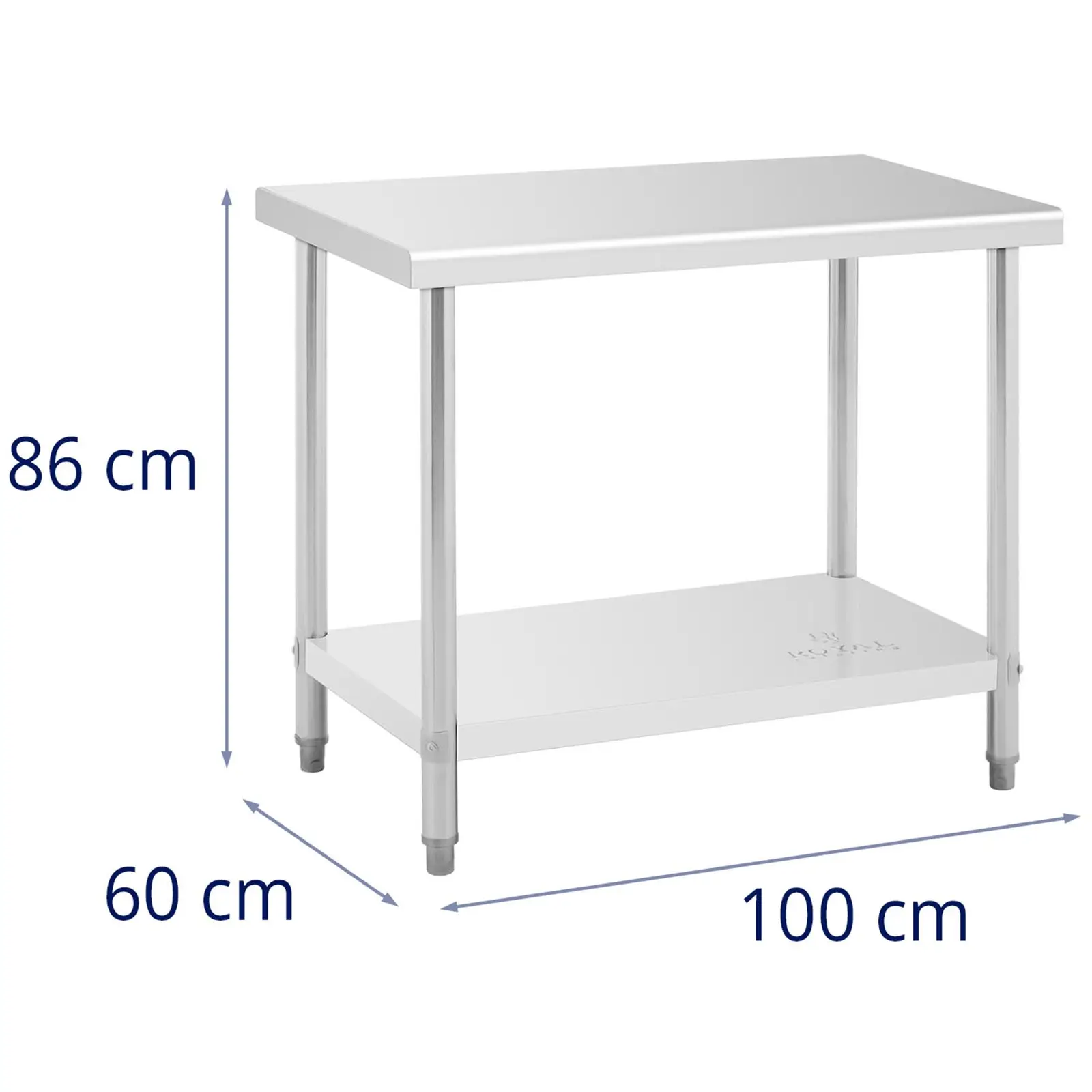 Pracovní stůl z ušlechtilé oceli - ECO - 100 x 60 cm - 90 kg - Royal Catering (Celková kapacita: 250 kg)