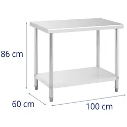Table de travail inox - 100 x 60 cm - 90 kg