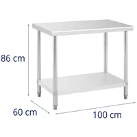 Stålbord - 100 x 60 cm - 90 kg