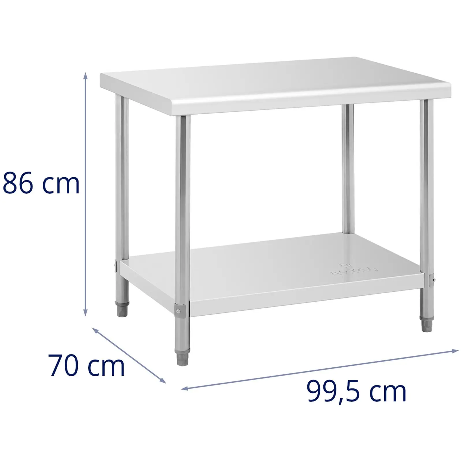 Mesa de trabalho de aço inoxidável - 100 x 70 cm - 95 kg