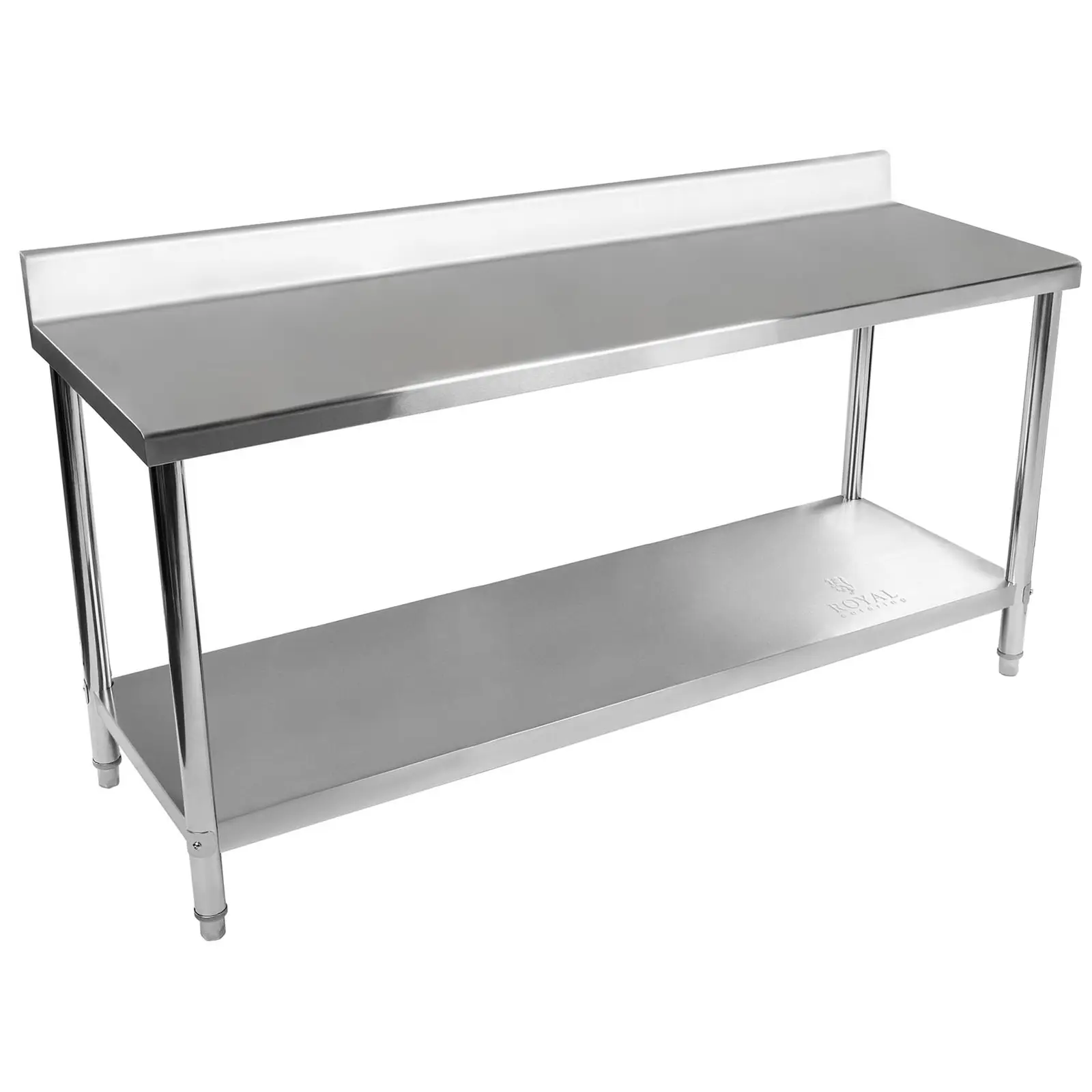 Pracovní stůl z ušlechtilé oceli - ECO - 180 x 60 cm - 170 kg - lemování - Royal Catering (Potřeba nainstalovat: Ano)