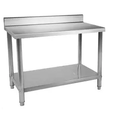 Stålbord - 150 x 60 cm – 130 kg bæreevne - med bagkant
