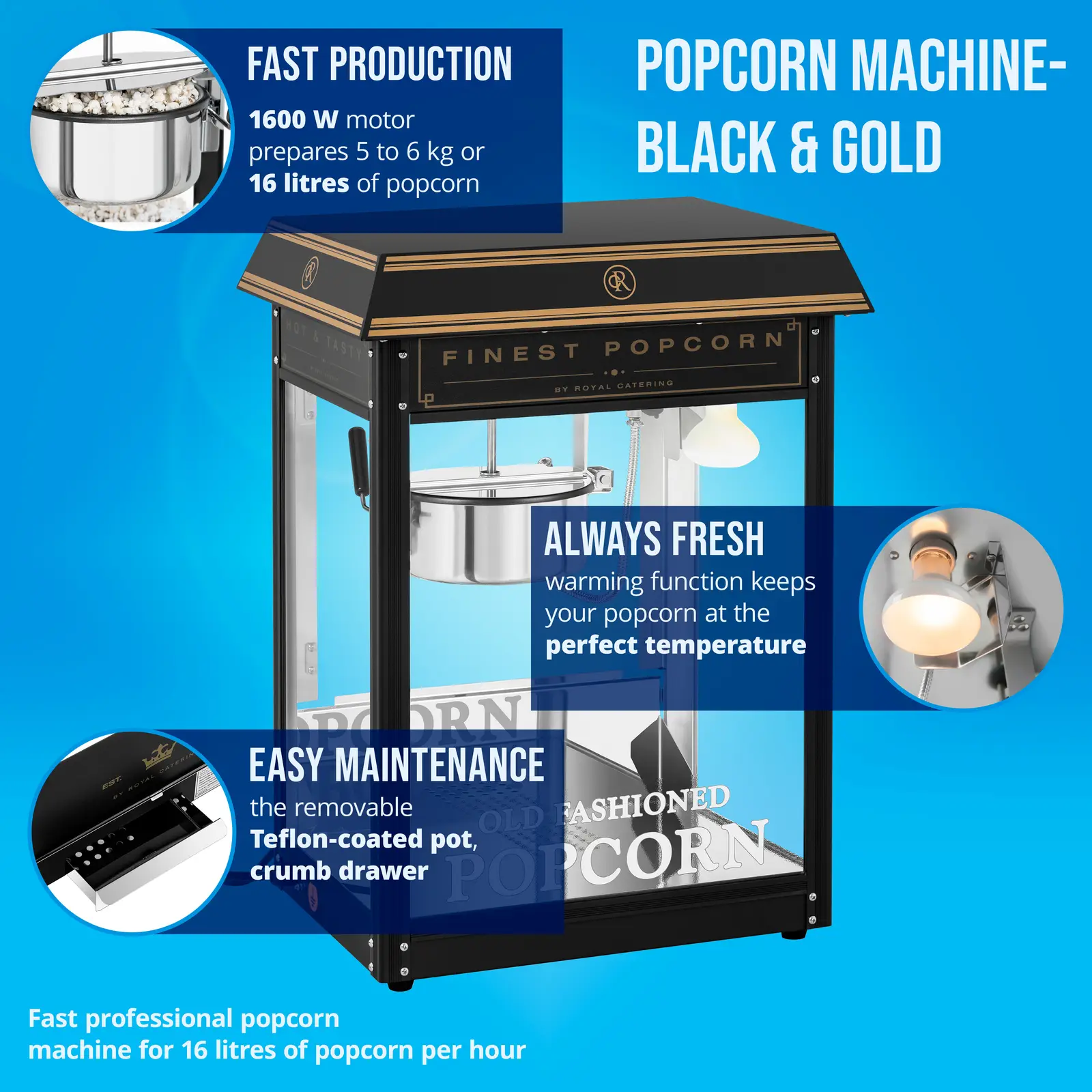 Machine à popcorn - noir doré (Lumière: Oui)