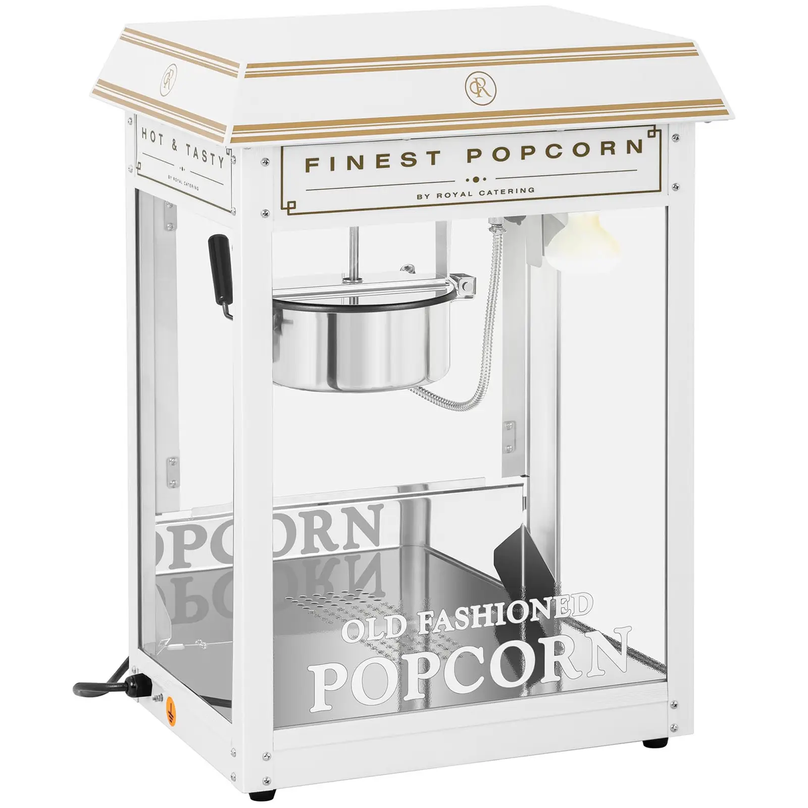 Stroj na popcorn - bílý a zlatý (Materiál: Ušlechtilá ocel)