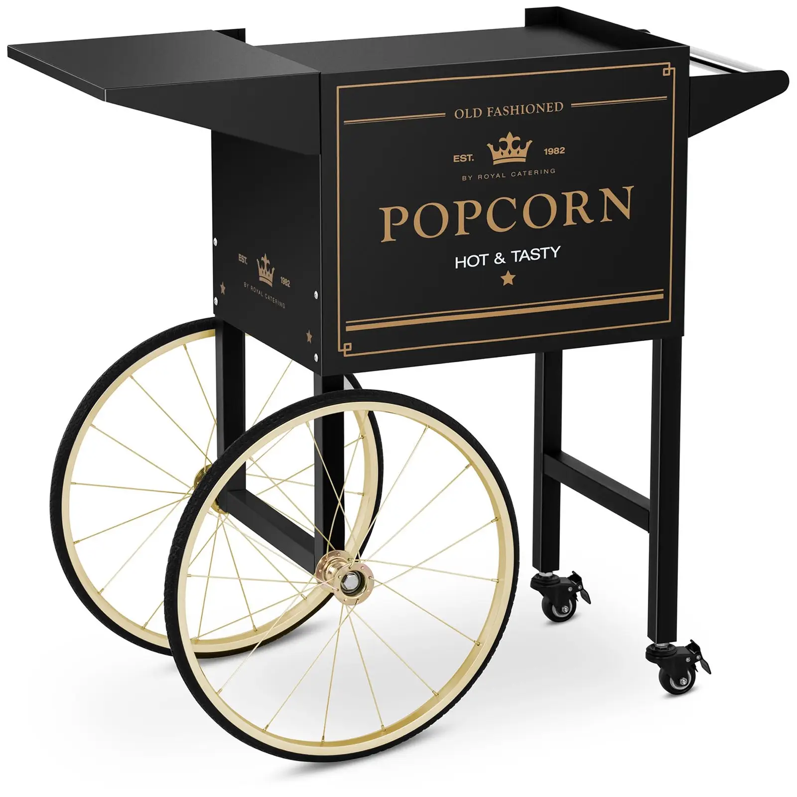 Wagen für Popcornmaschine - 51 x 37 cm - schwarz & golden - Royal Catering - 1