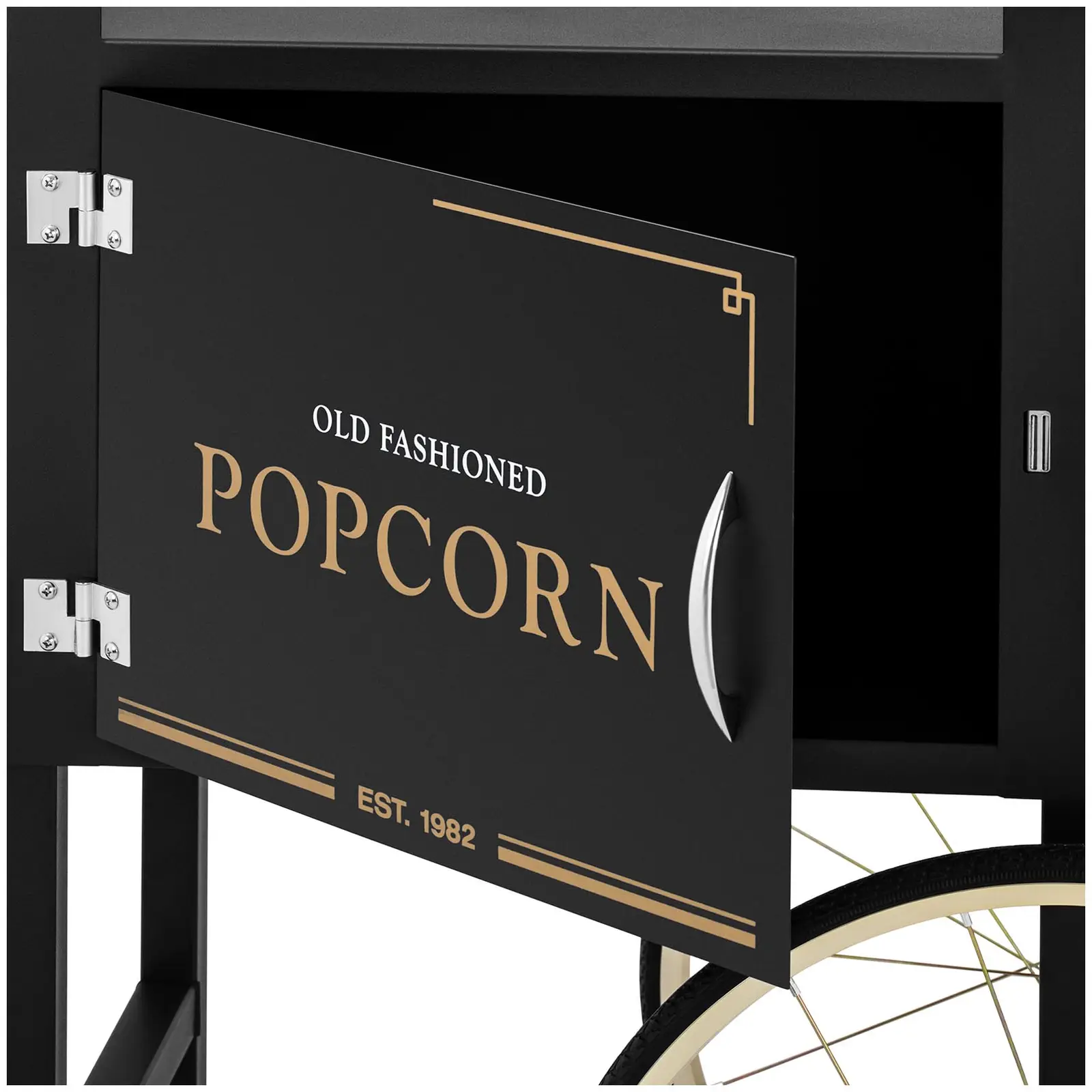 Wagen für Popcornmaschine - 51 x 37 cm - schwarz & golden - Royal Catering - 2