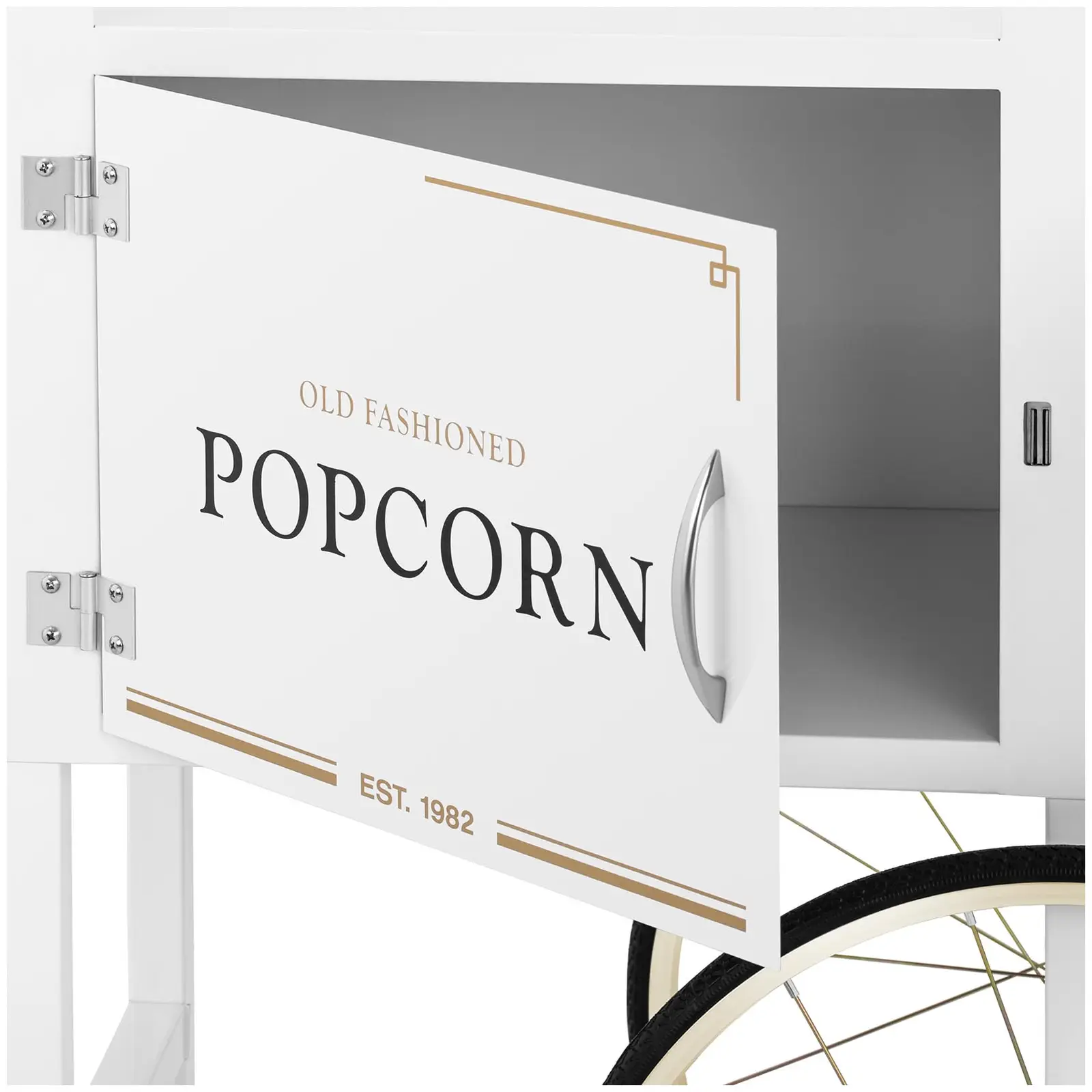 Wagen für Popcornmaschine - 51 x 37 cm - weiß & golden - Royal Catering (Anzahl Bremsen: 2)