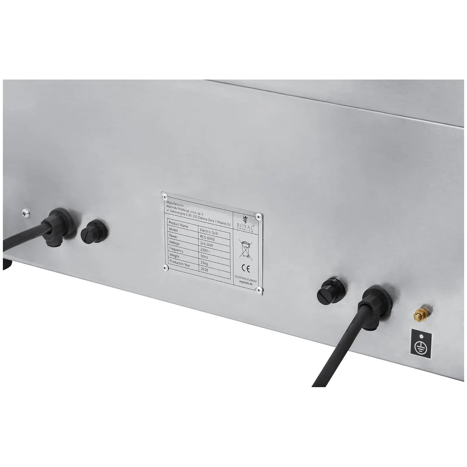 Dupla elektromos grill - 60 cm - sima - 2 × 3.200 W