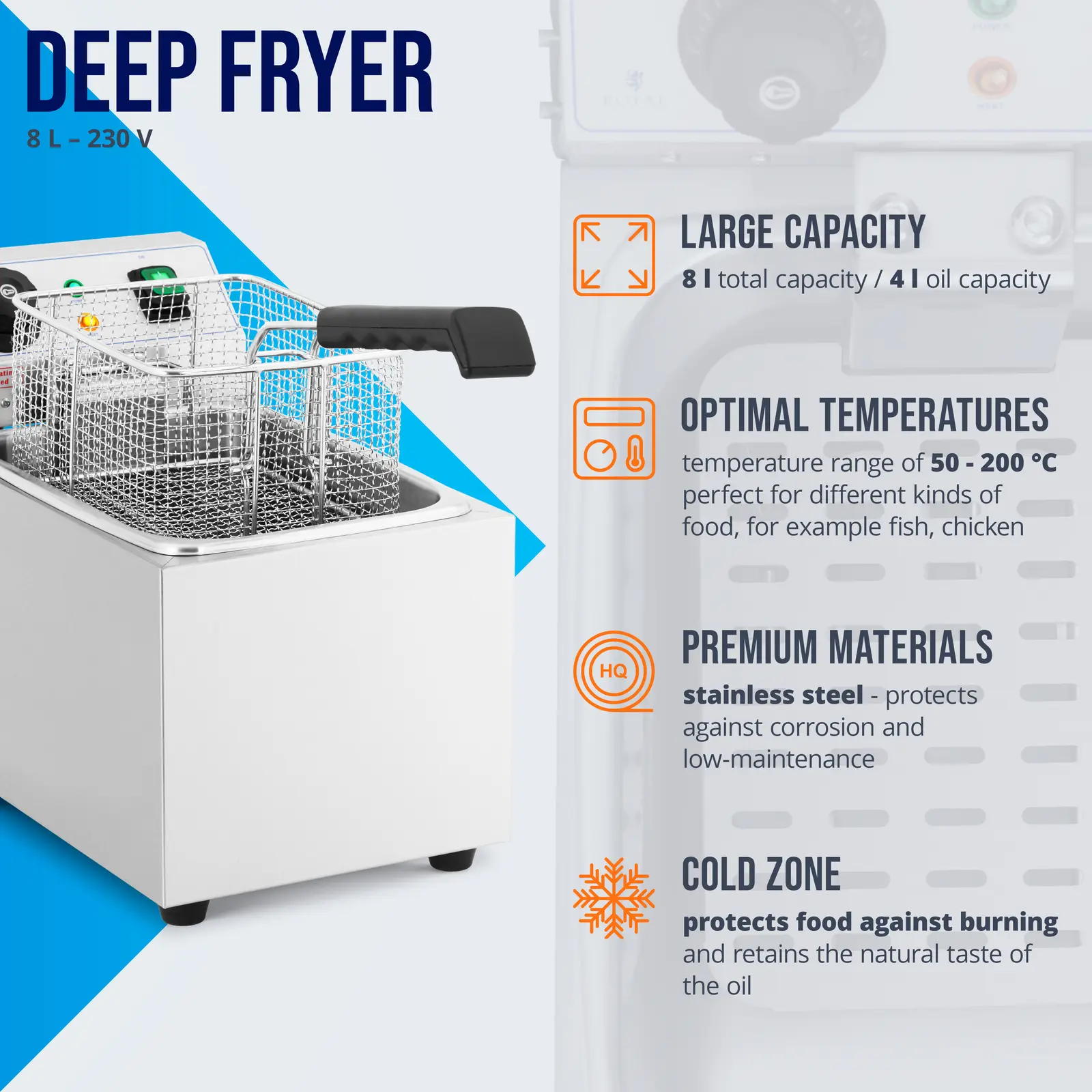 Freidora eléctrica - 4 L - 230 V