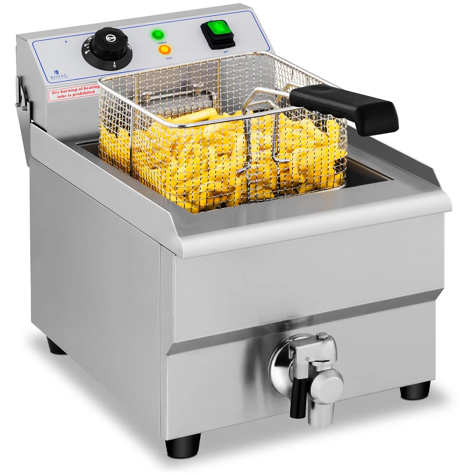 Friteuse électrique - 16 l - 3500 W - Robinet de vidange - Royal Catering