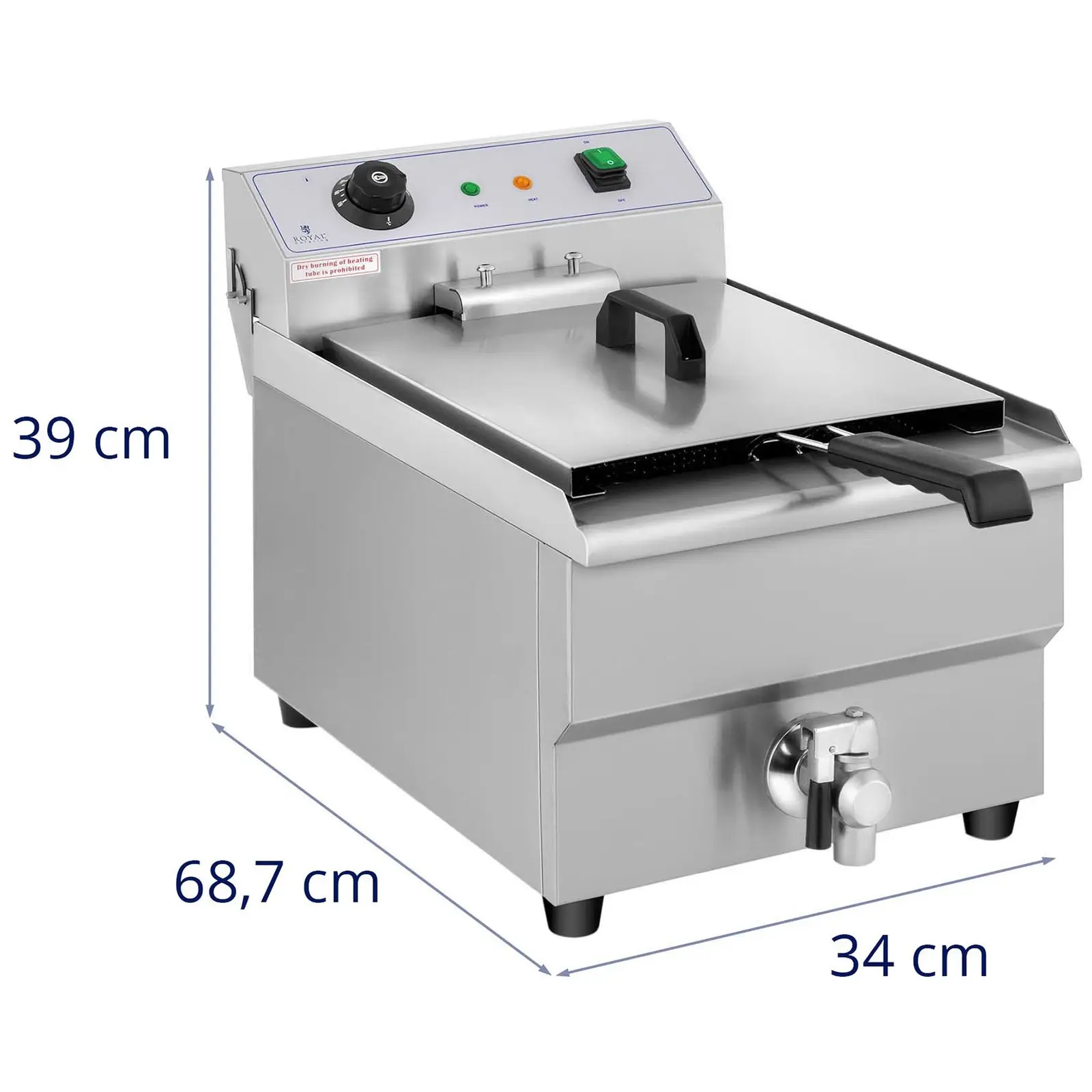 Friteuse électrique - 1 x 16 litres - Robinet de vidange - 230 V