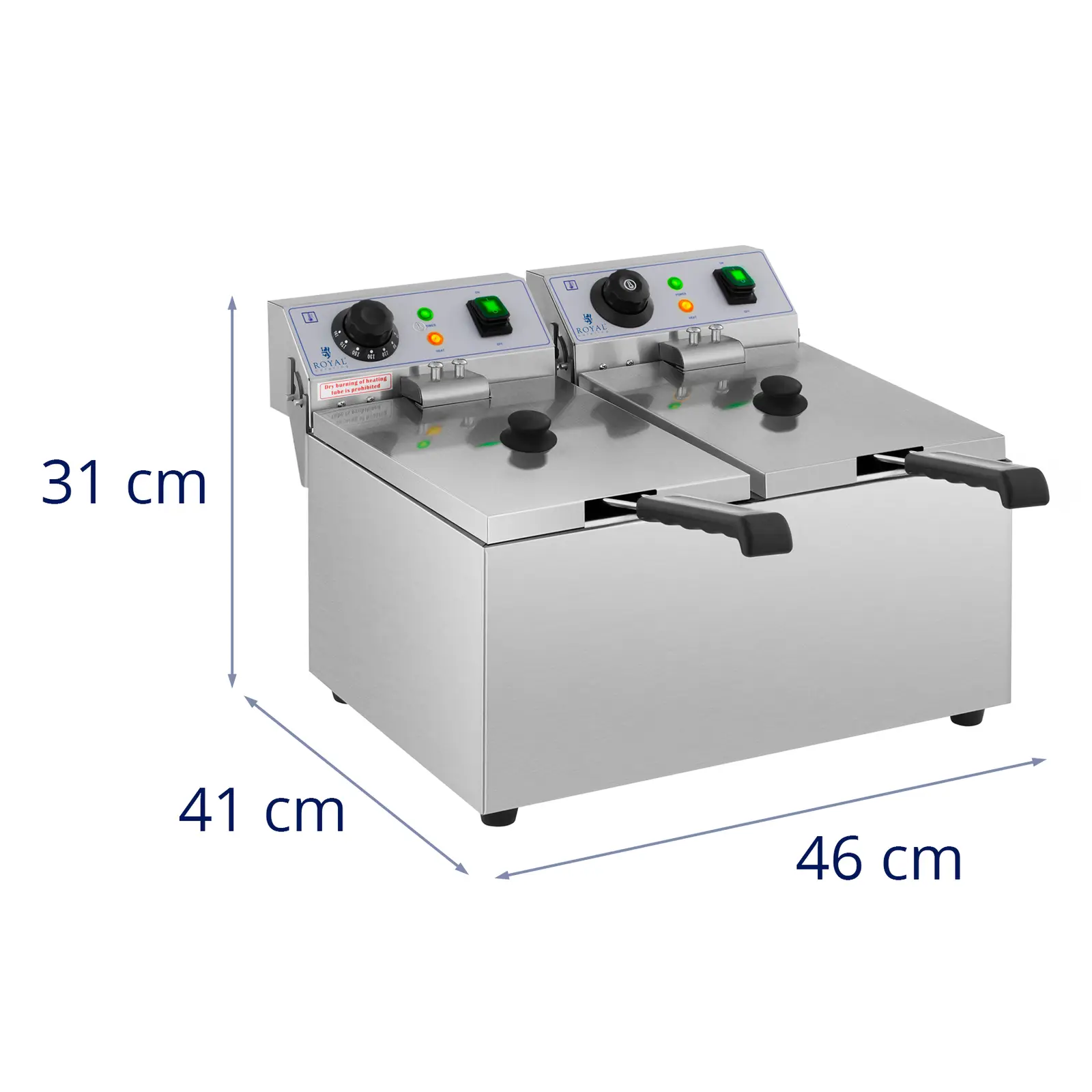 Frytownica - 2 x 8 l - 6400 W - Royal Catering (Pojemność całkowita: 16 l)