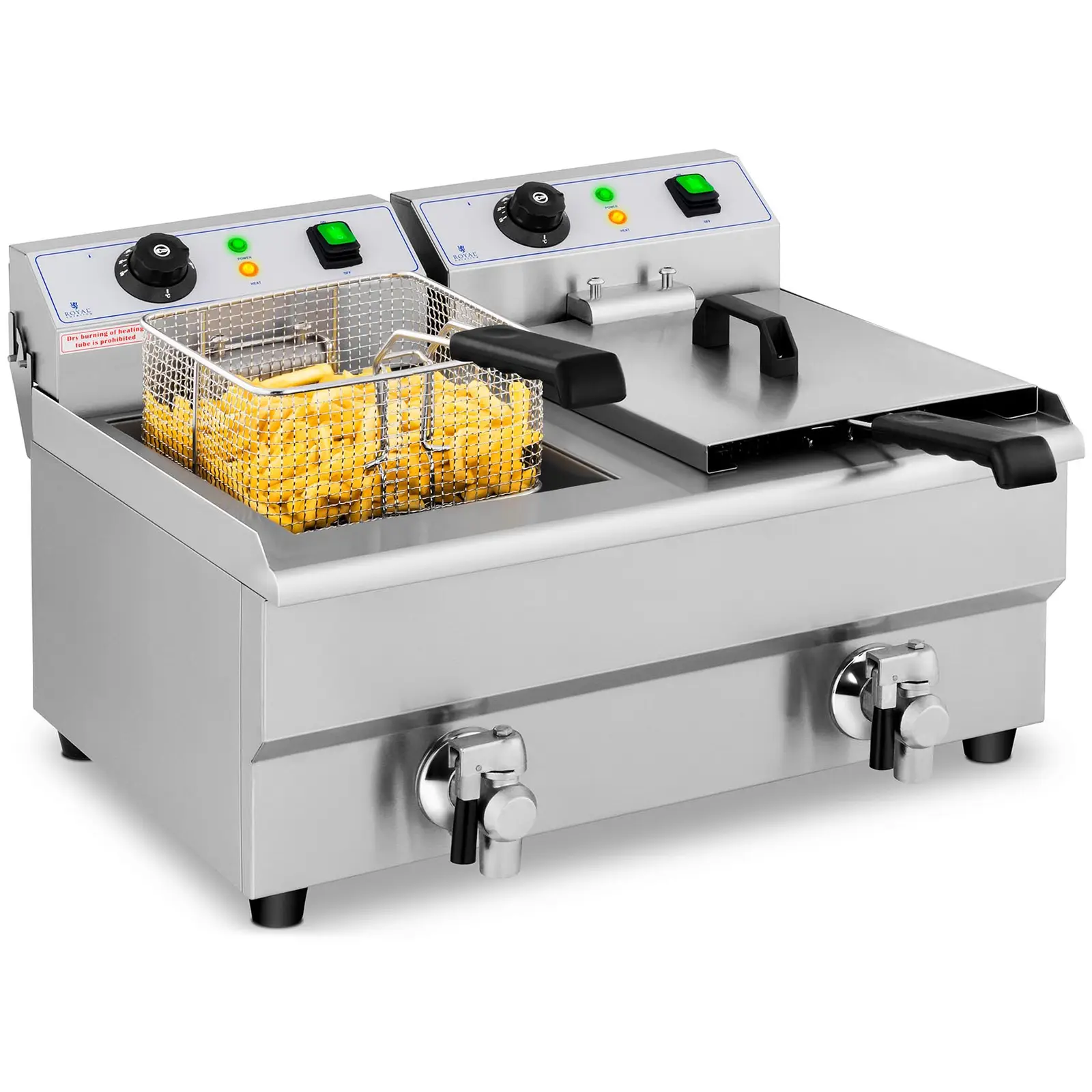 Friteuse électrique - 2 x 10 l - 6000 W - Ablasshahn - Royal Catering