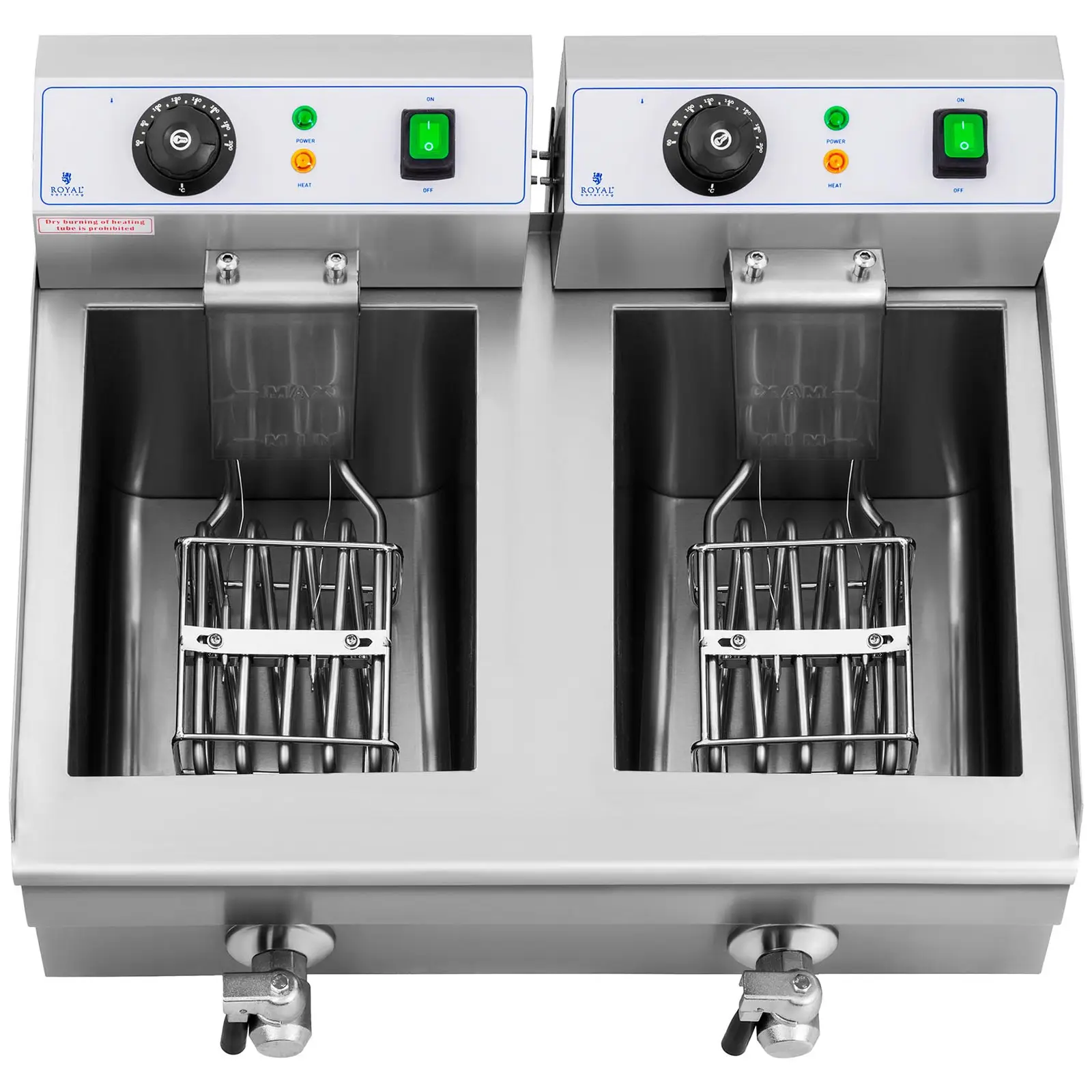 Elektrická fritéza - 2 x 10 l - výpustné kohouty - 230 V (Časovač: Ne)
