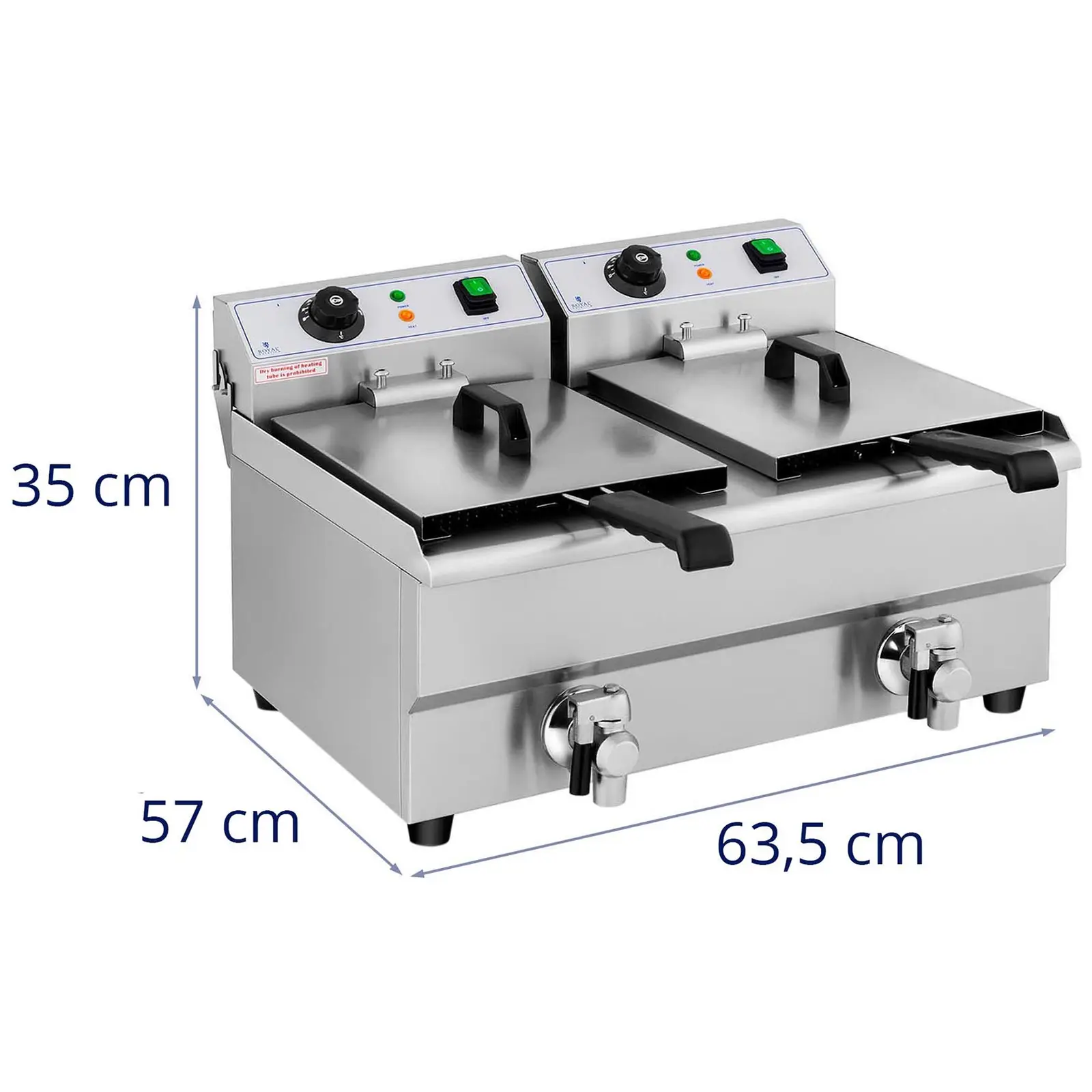 Elektrická fritéza - 2 x 10 l - výpustné kohouty - 230 V (Celkový objem: 20 l)