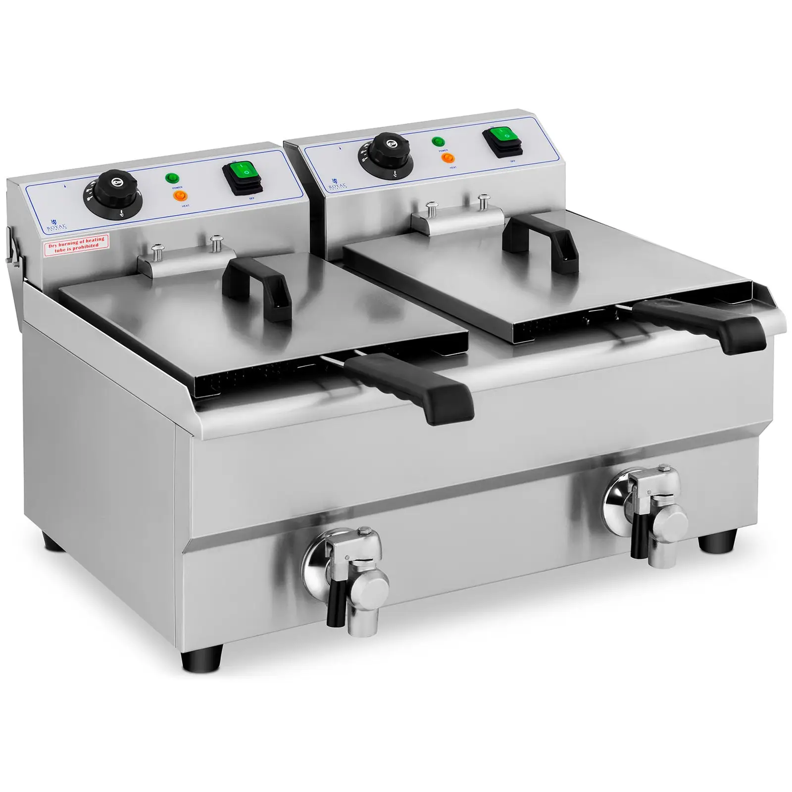 Elektrická fritéza - 2 x 10 l - výpustné kohouty - 230 V (Materiál: Ušlechtilá ocel)