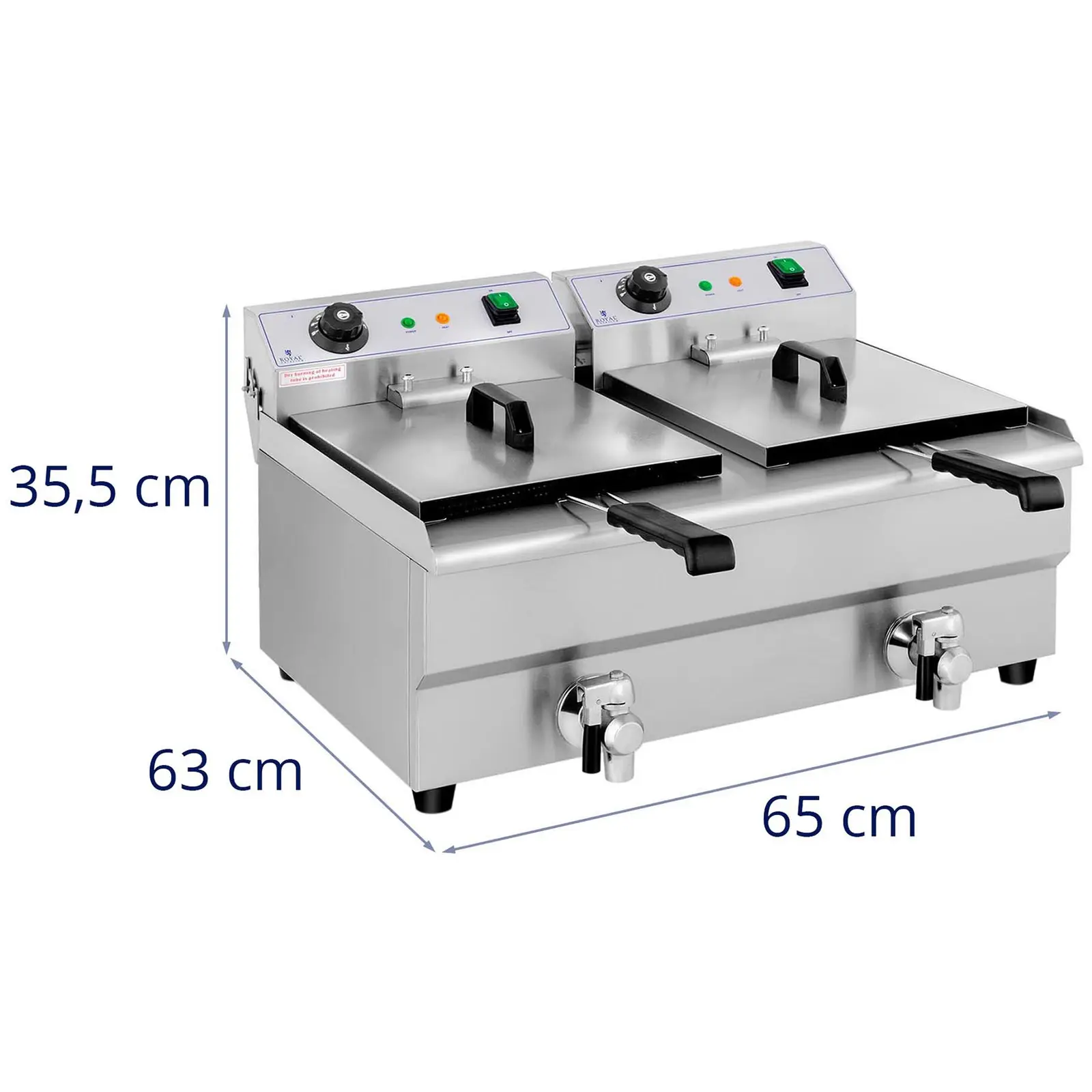 Elektrická fritéza - 2 x 13 litrů - vypouštěcí kohouty - 230 V