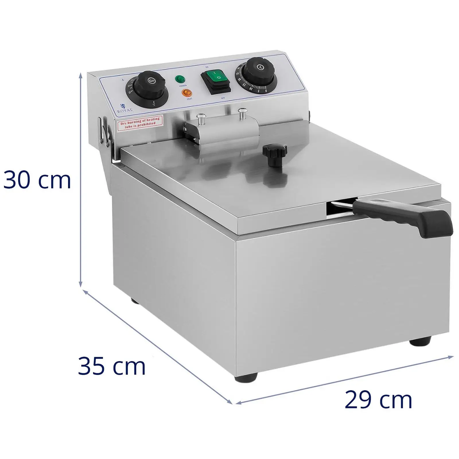 Friteuse électrique - 10 l - 3200 W - Minuterie - Royal Catering (Protection thermique: Oui)