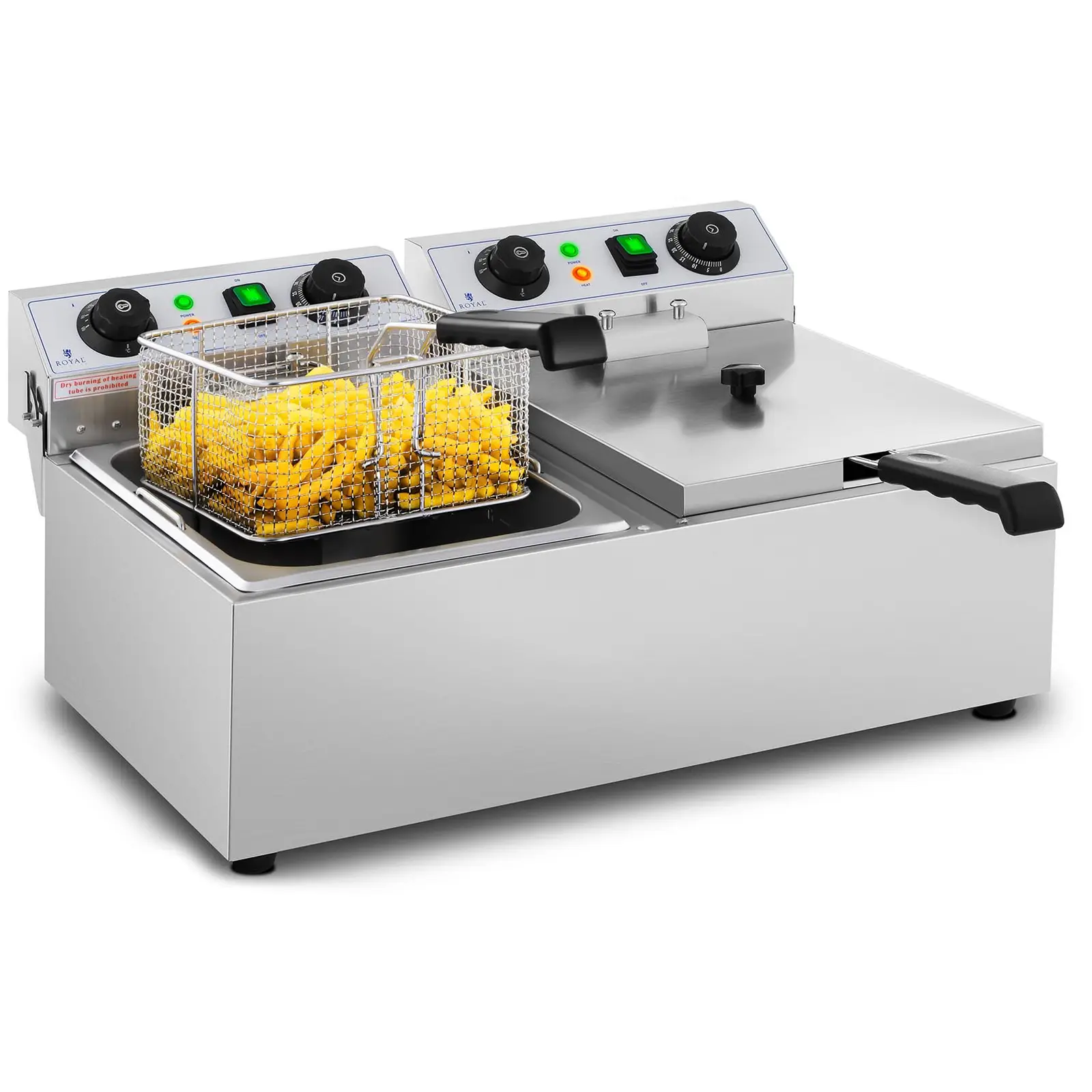 Friteuse électrique - 2 x 10 l - 6400 W - Minuterie - Royal Catering