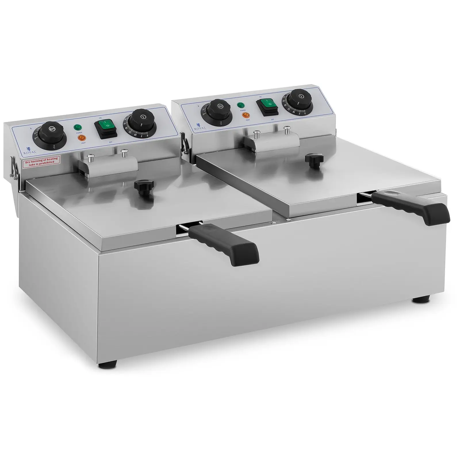 B-zboží Elektrická dvojitá fritéza - 2 x 10 l - 6 400 W - časovač - Royal Catering (Časovač: Ano)
