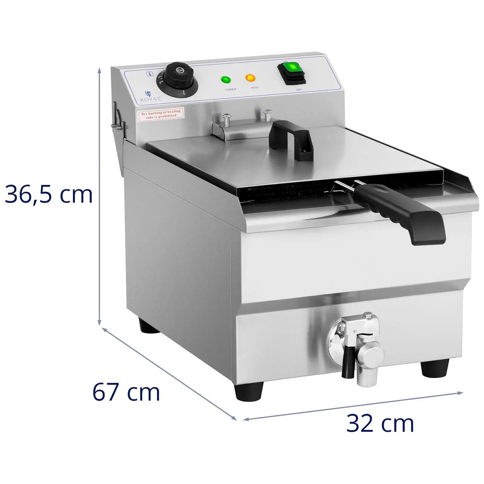 Freidora eléctrica - 13 litros - 3.200 watt - grifo de vaciado - zona fría