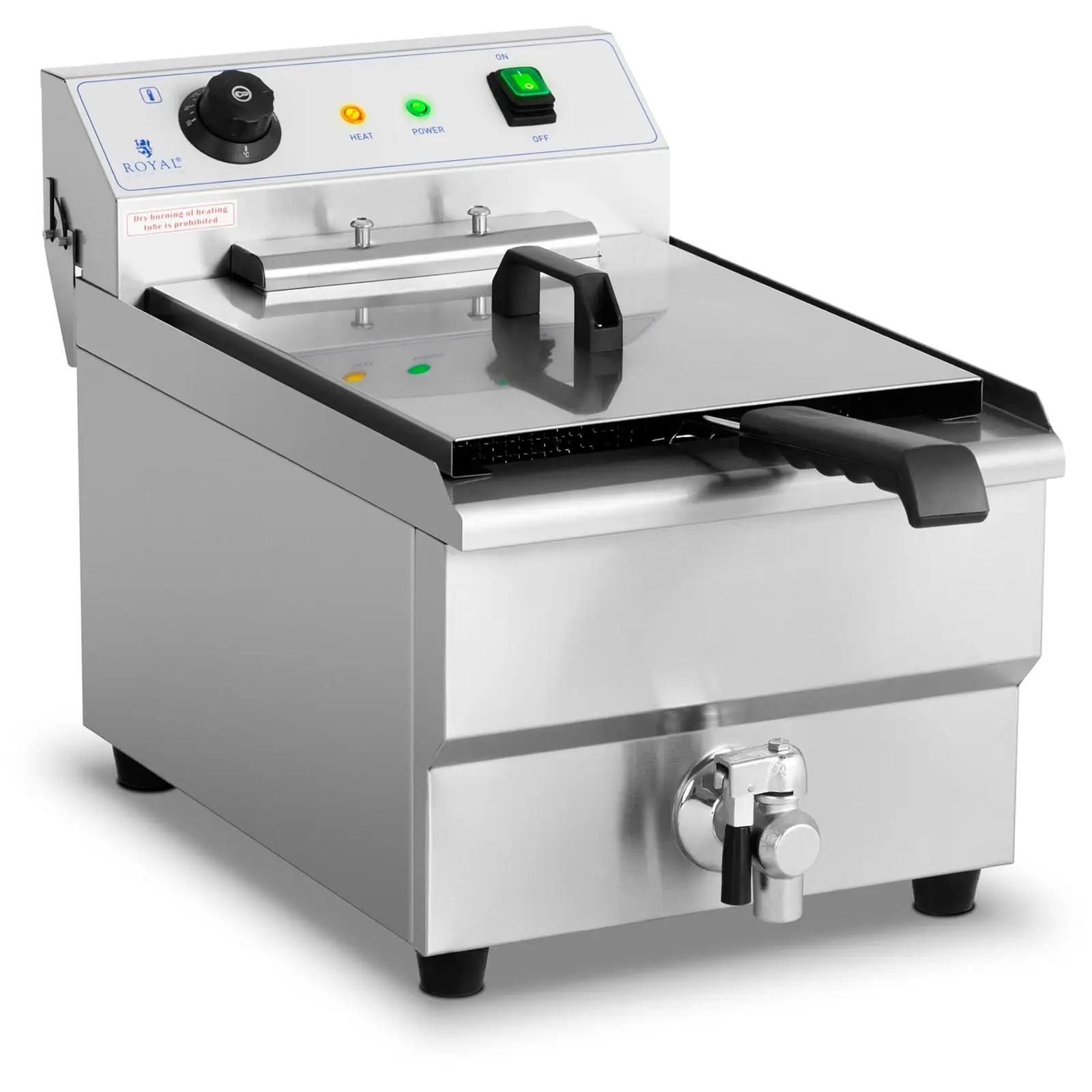 Friteuse électrique - 16 l - 6000 W - 400 V - Robinet de vidange - Royal Catering