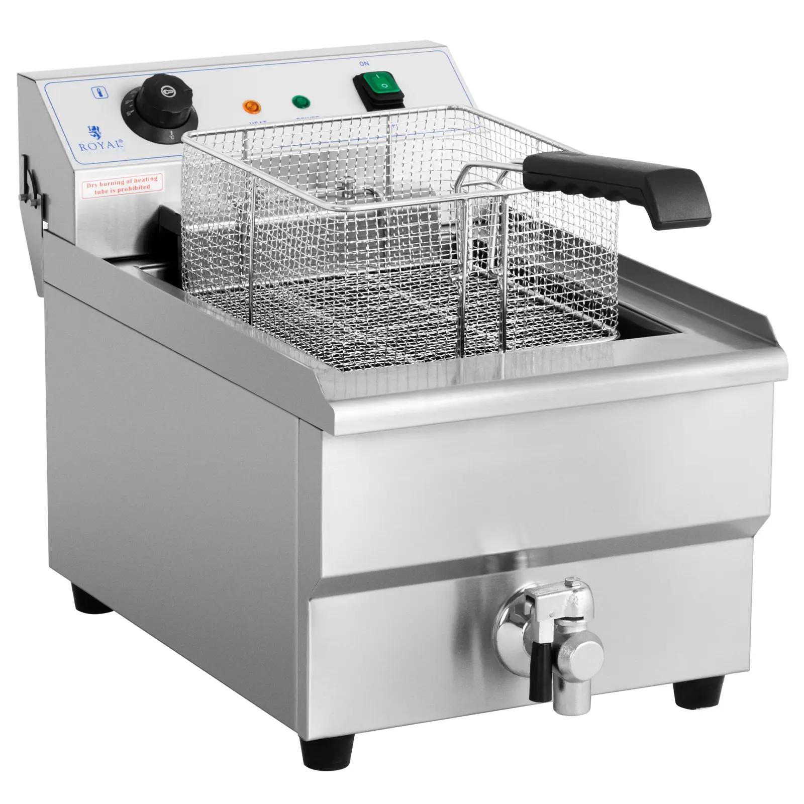 Elektrická fritéza - 16 litrů - 6 000 W - výpustný kohout - studená zóna (Kapacita max.: 12 l)