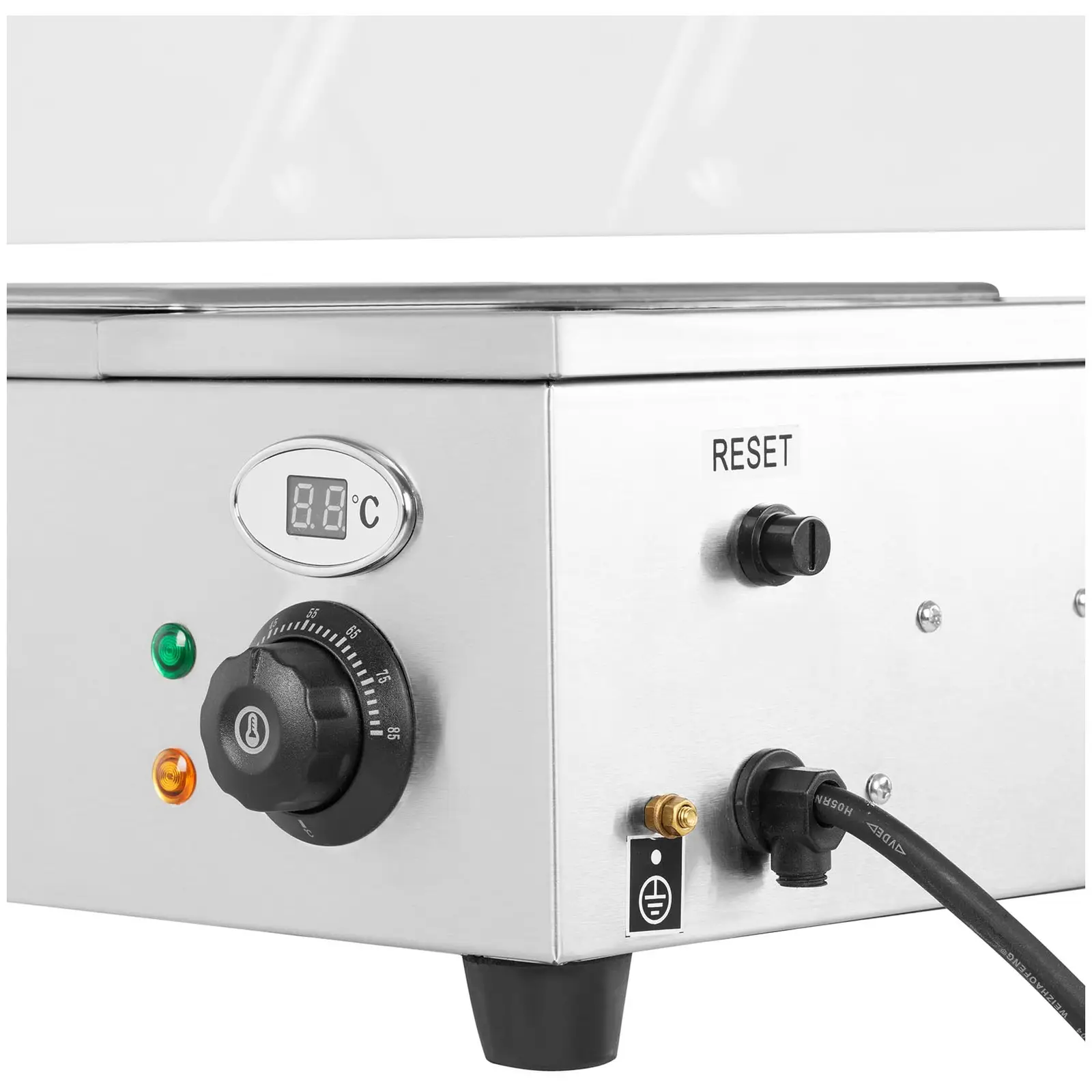 Bain Marie - 4xGN 1/2 tartály mellékelve - leeresztő csap - üvegfedél (Leeresztő csap: Igen)