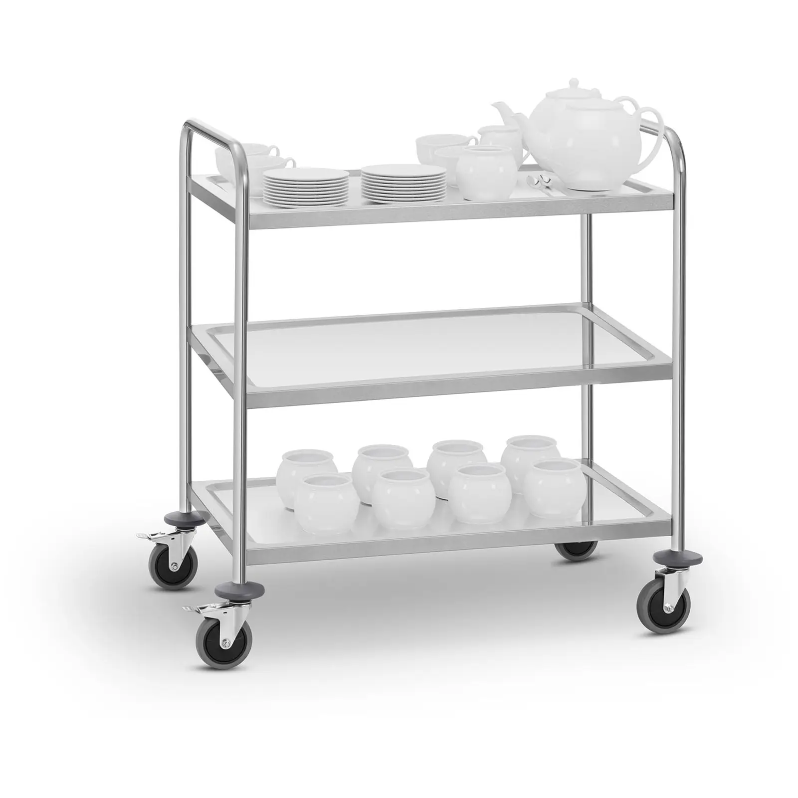 Chariot de service en inox - 2 plateaux - 120 kg