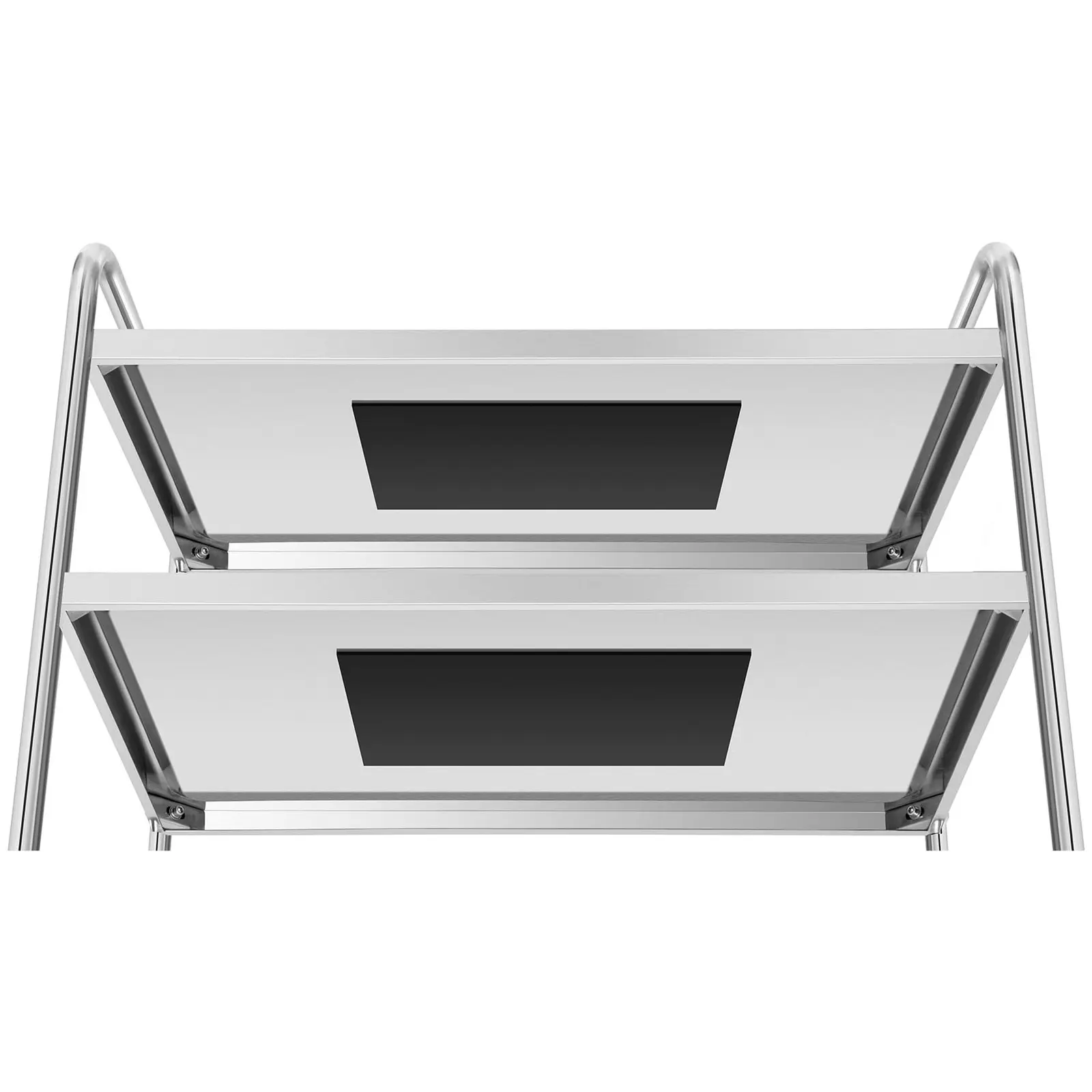 Chariot de service en inox - 3 plateaux - 150 kg (Nombre de freins: 2)