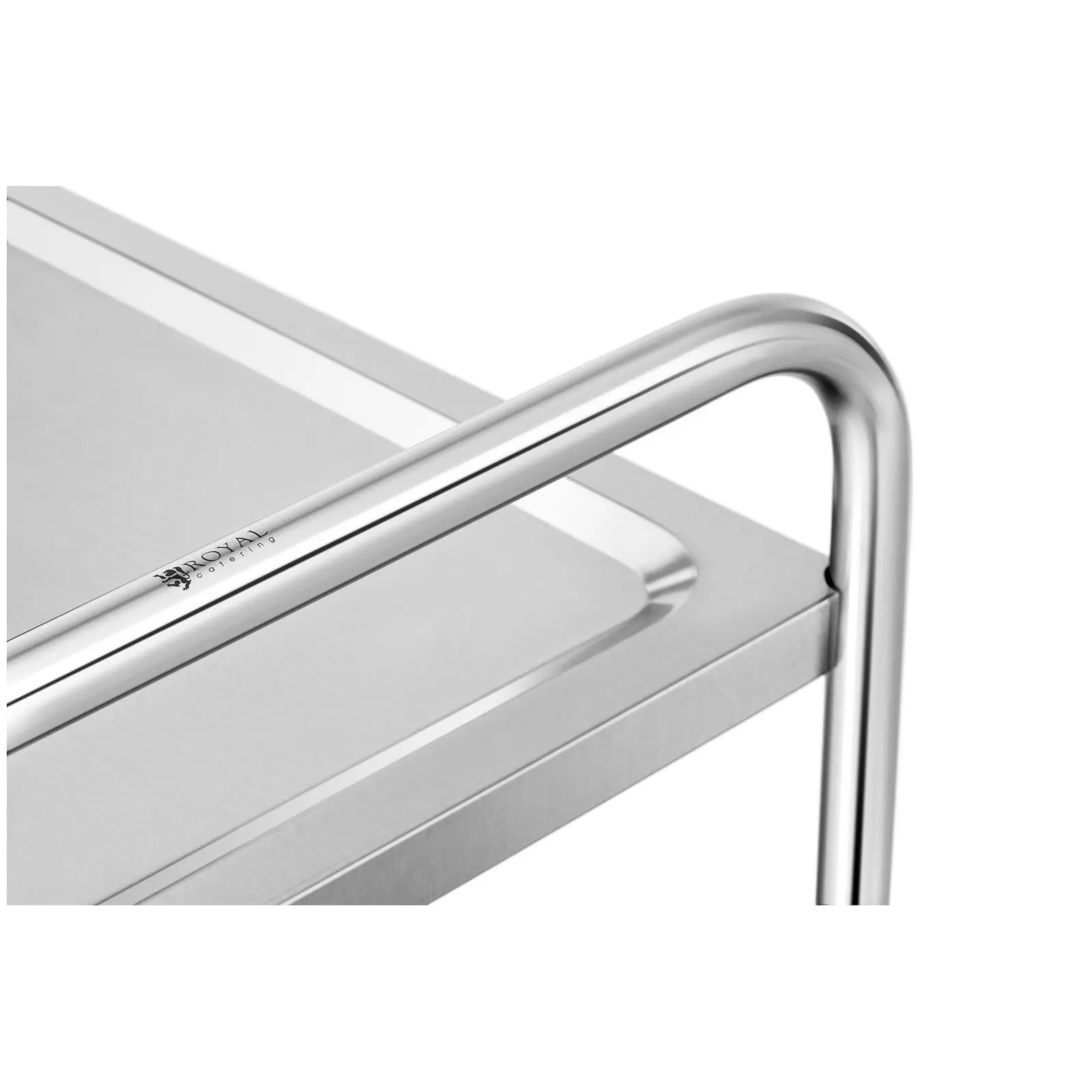 Chariot de service en inox - 3 plateaux - 150 kg (Protection anticollision: Oui)